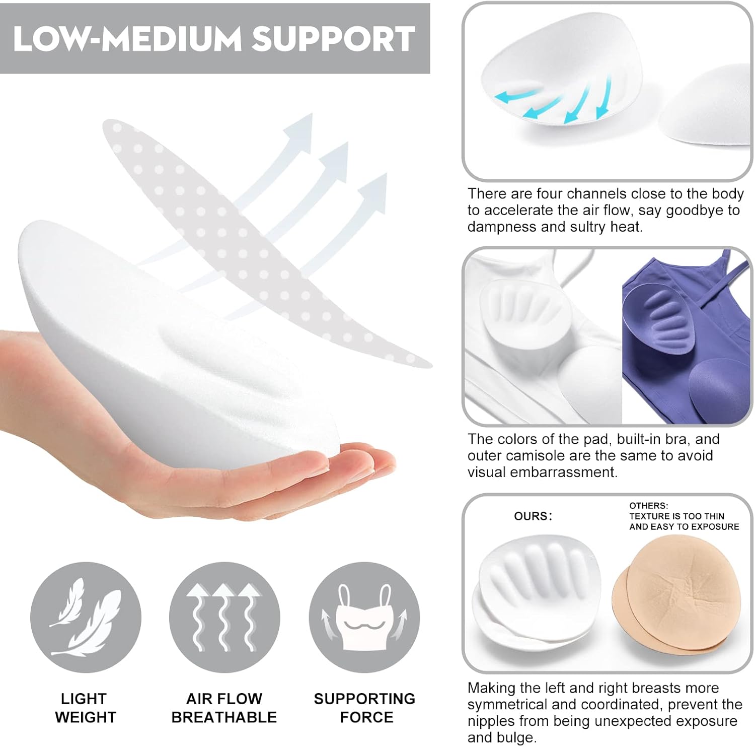 ECOPARTY Sports Bras for Women Quick-Dry Padded Wirefree Workout Crop Cute Tank Tops Camisole Yoga Fitness Running Gym - Image 2