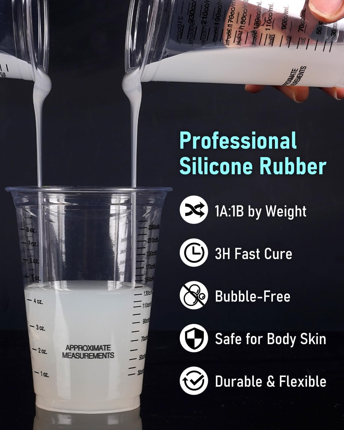 Nicpro Kit Gomma di Silicone, 2.2L Liquido per Realizzazione di Stampi, Rapporto 1:1 per Resina 3D fai da te con Alloggiamento, Tazze di Miscelazione