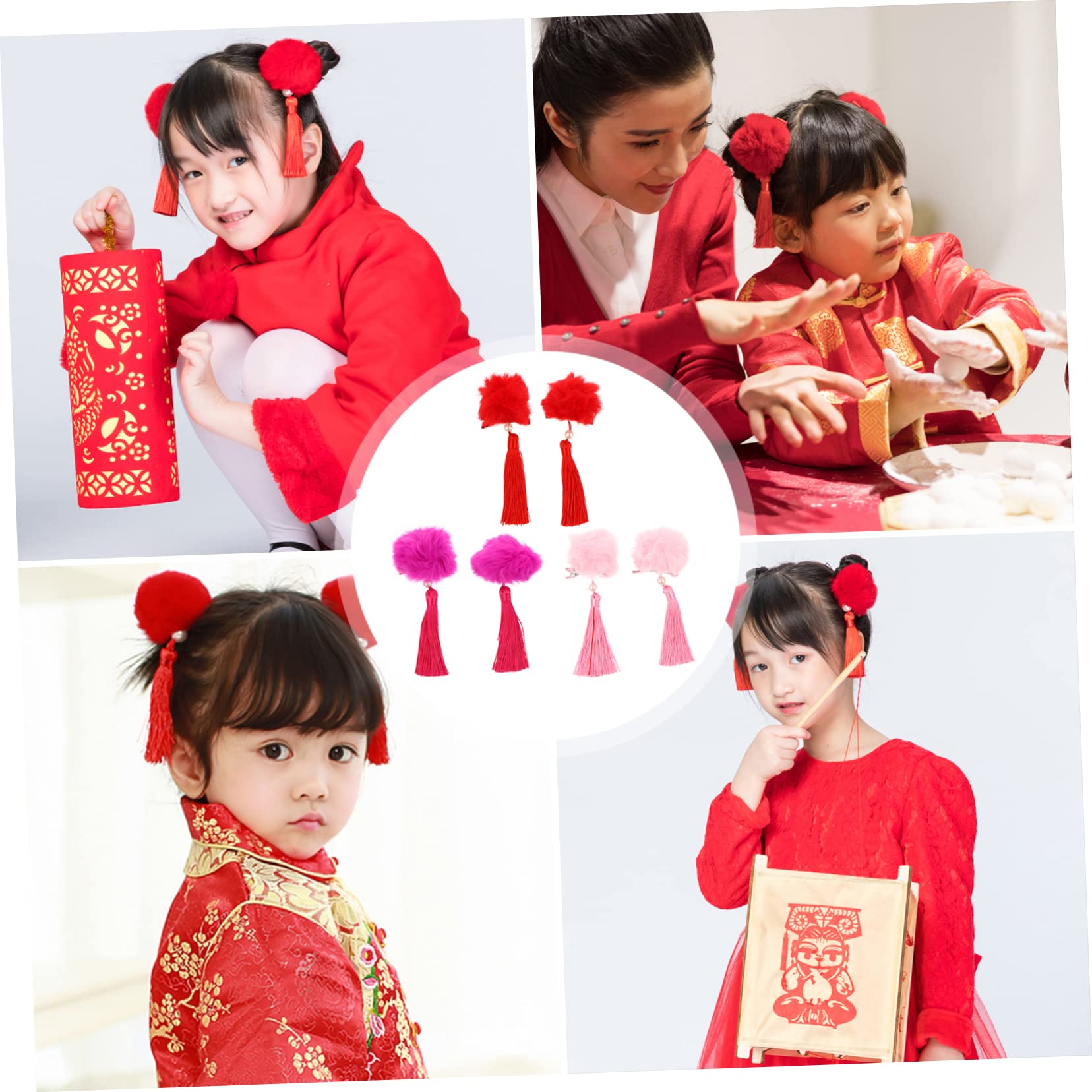 MAGICLULU 9 Pares De Pelo De Borla Bola Clip De Pelo Accesorio Para El Cabello De Los Niños Tocado De Niña Las Niñas Tocado De Lazo Las Niñas Sombreros De Borla Niños Horquilla Con