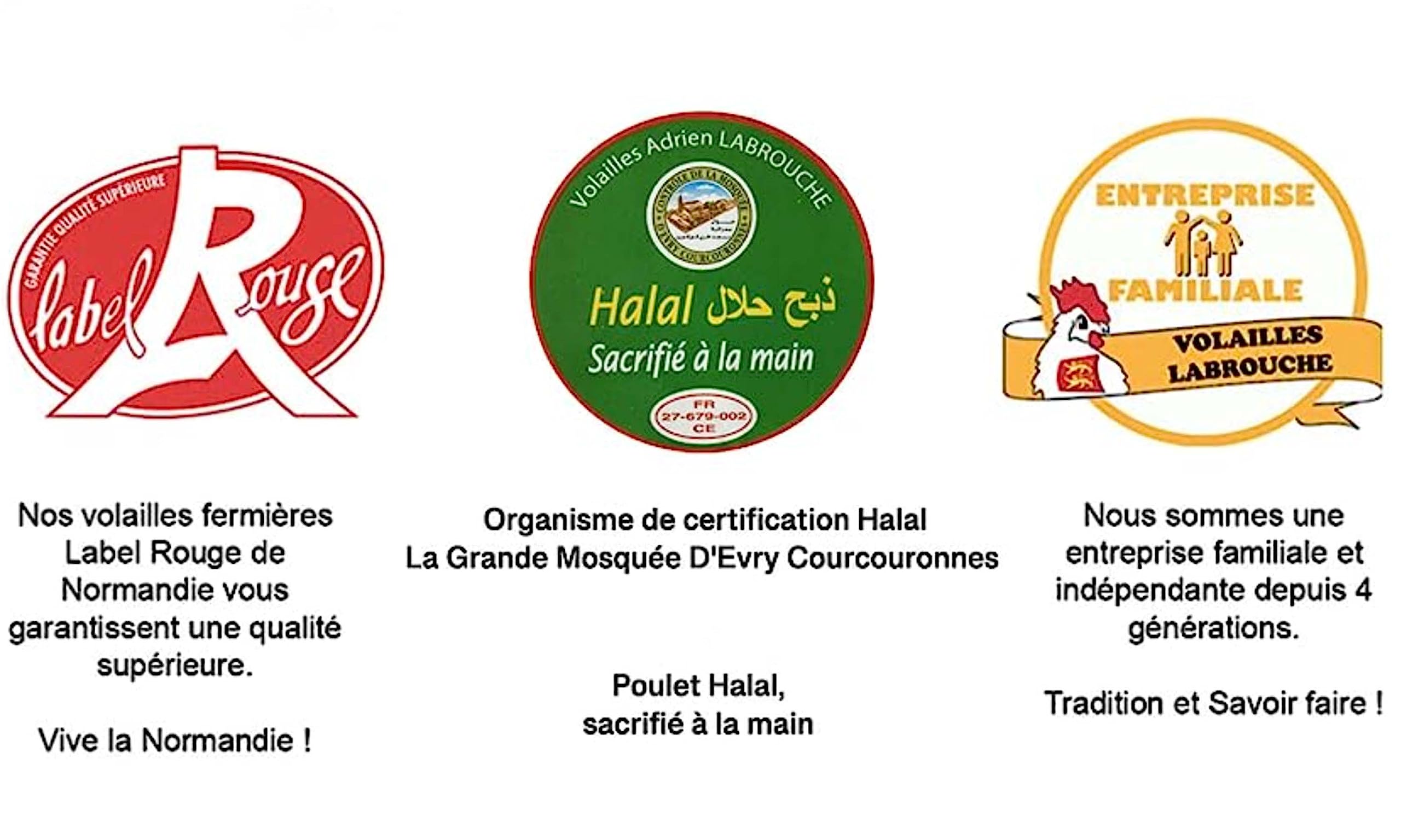 2 Poulets Fermiers Label Rouge Halal - 2,8kg - Normandie