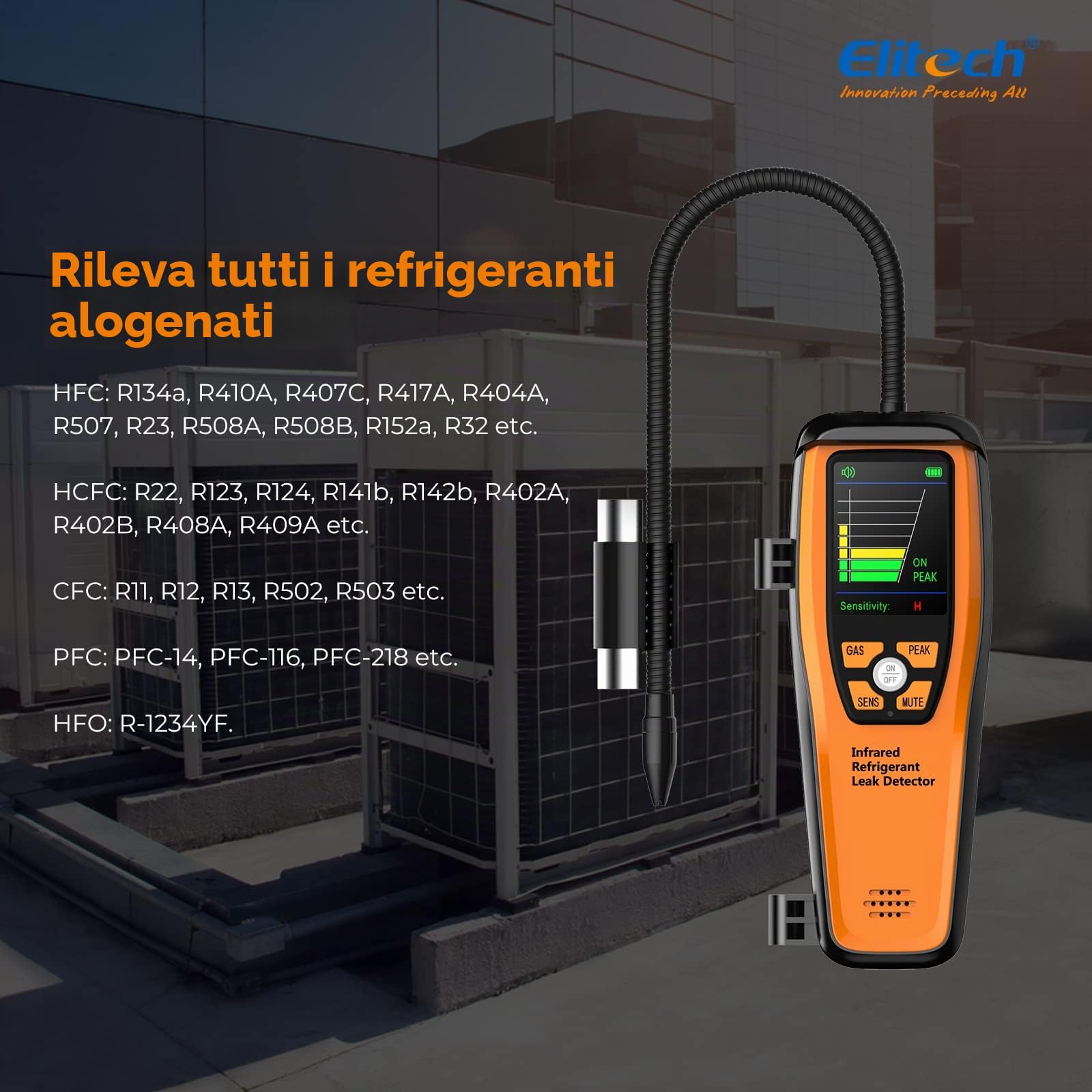 Elitech Rilevatore di Perdite di Refrigerante A Infrarossi ILD-300 Pro, R134a/R1234yf, Rilevatore di Perdite HVAC per Frigoriferi, Condizionatori, Industria Automobilistica, Pompe di Calore