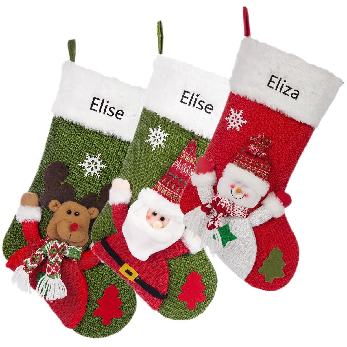 Gemszoo Personalized Christmas Stockings Custom Embroidered Name Christmas Decorations Stocking Christmas Stocking Gift Hanging Stockings (Style 3(3 Pack))