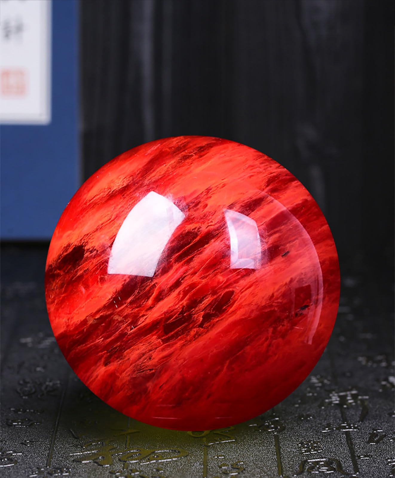 Czerwona kula z obsydianu z podstawą, naturalna kryształowa kula rubinowa, kula z kryształu kwarcu do medytacji, uzdrawiania, Feng Shui i dekoracji domu,200mm=7.87inch