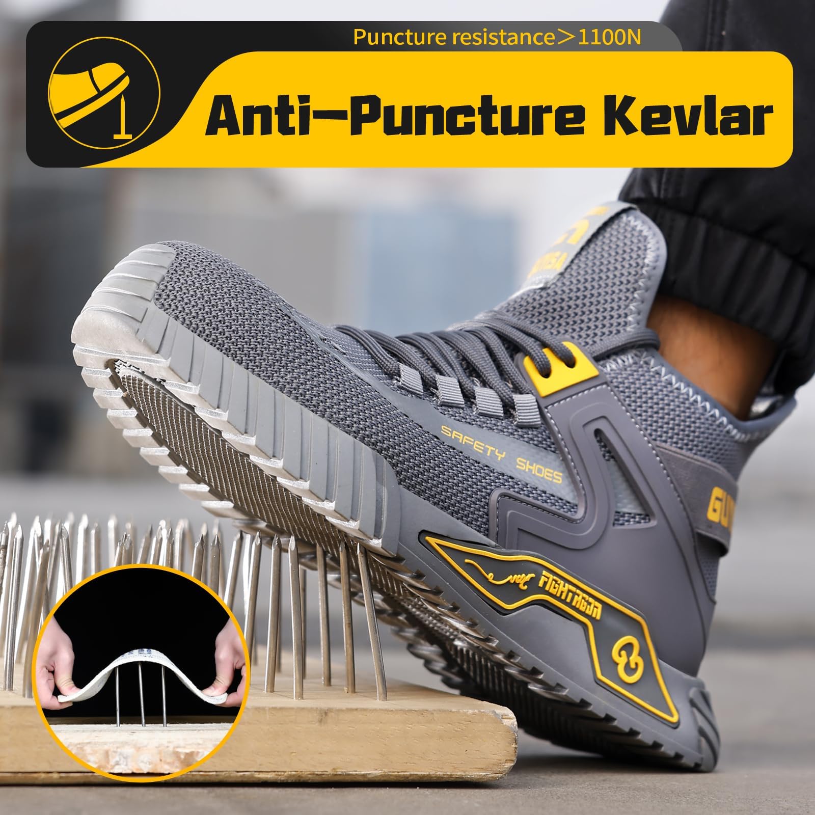 Steel Toe Shoes for Men Work Safety Shoes Industrial Construction Shoes Mid Cut Industrial Boot Work Sneakers Comfortable Lightweight Safety Shoes for Work