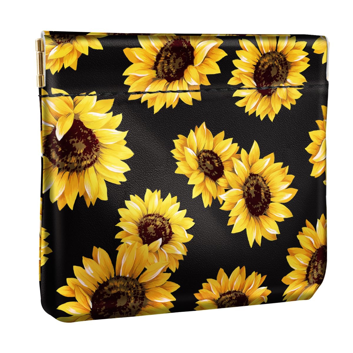 Simikol Squeeze Coin Purse Pouch Change Holder Small Makeup Bag for Purse Lipstick Organizer Multi-function Card Holder,Sunflowers