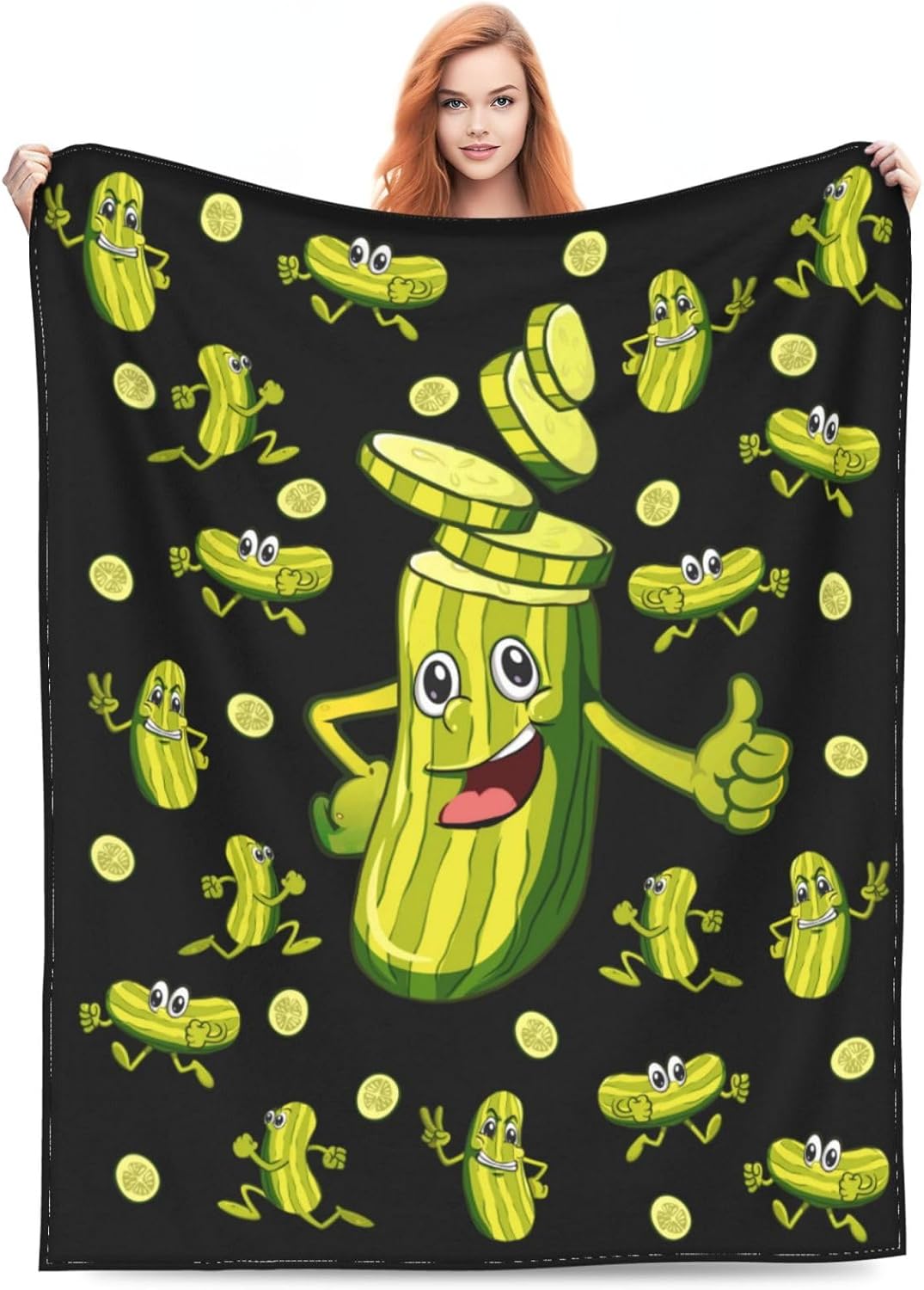 Jatcre Pickle Blanket Cozy Lightweight Throw Funny Blankets