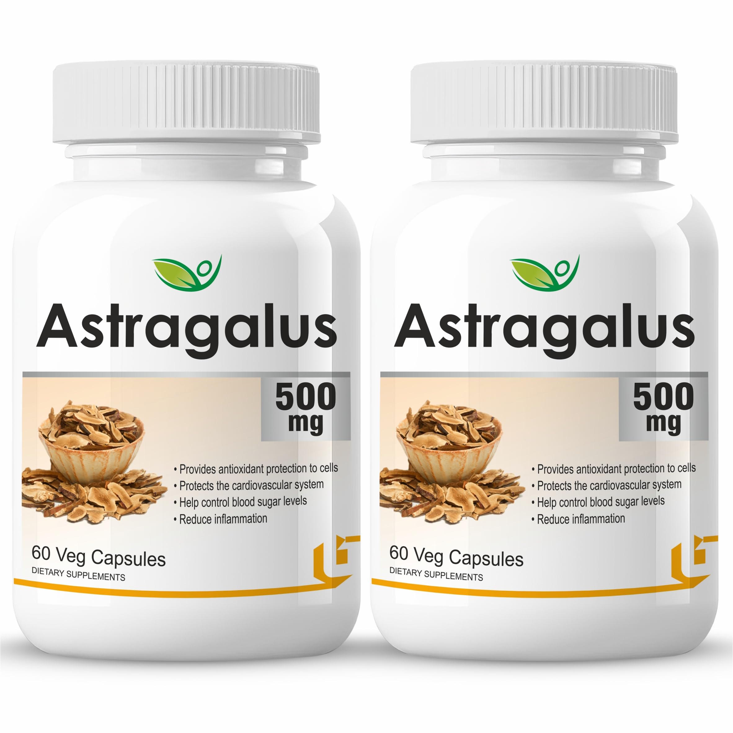 Biotrex Nutraceuticals Astragalus 500mg Supplement | Heart & Kidney Health | Immunity Booster & Adaptogen | Antioxidant | Enhances Strength & Atheletic Performance | 60 Veg Capsules. (Pack of 2)