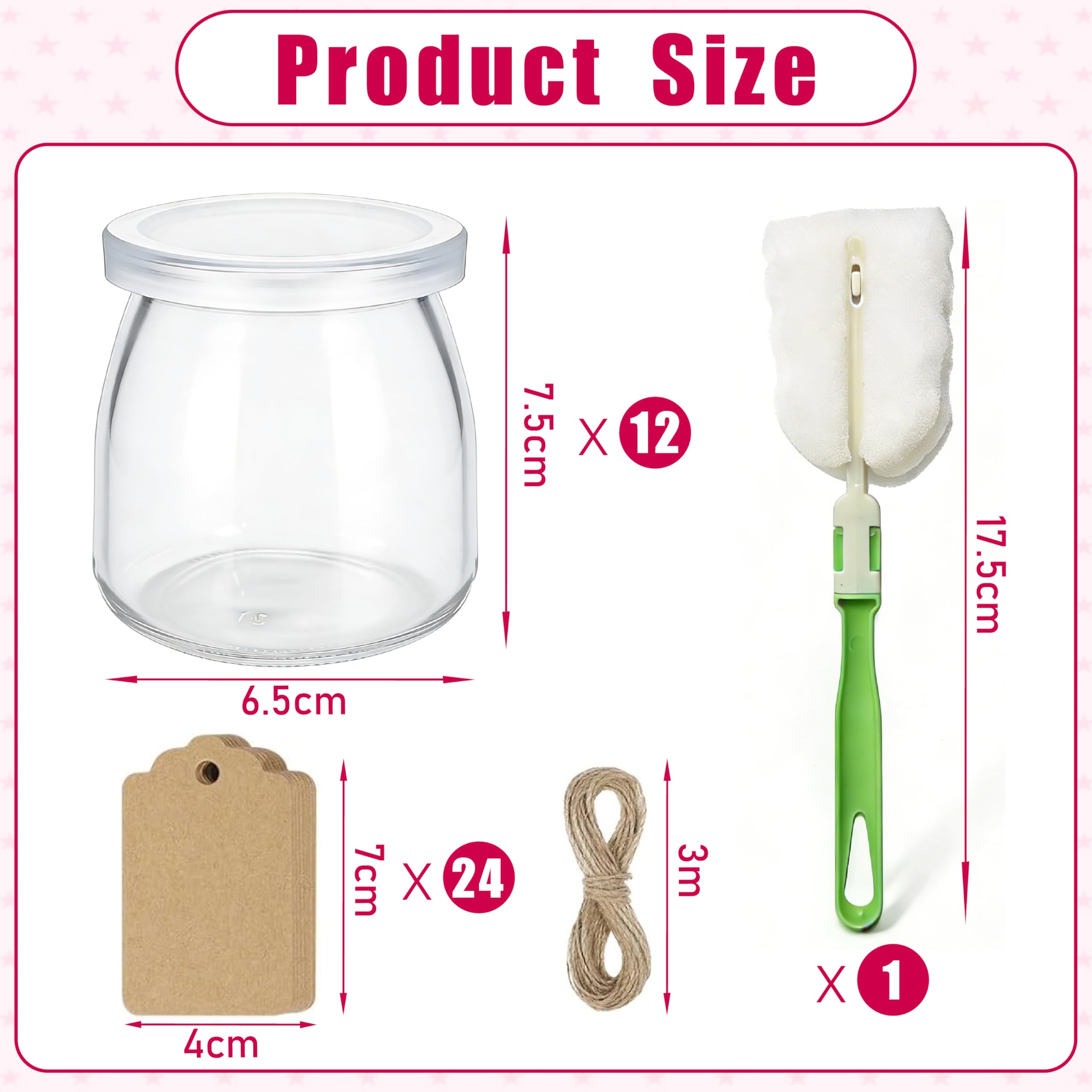 Juego de 12 tarros de yogur transparentes de 200 ml con tapas – Vasos reutilizables para mermelada, miel, velas – Aptos para lavavajillas, microondas y congelador, sin BPA