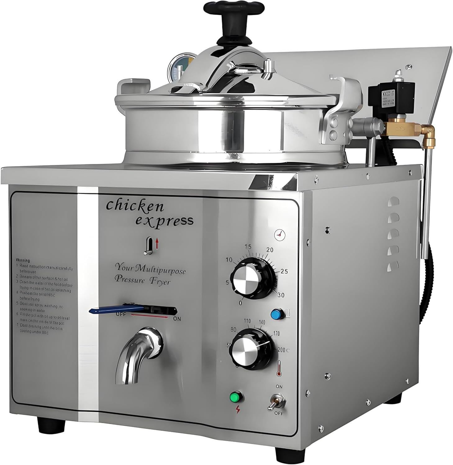 16l Commercial High Pressure Fried Chicken Stove Electric Countertop Pressure Fryer Stainless Steel Kitchen Frying Machine for Snack Bar Restaurant,for Restaurant and Food Truck Use