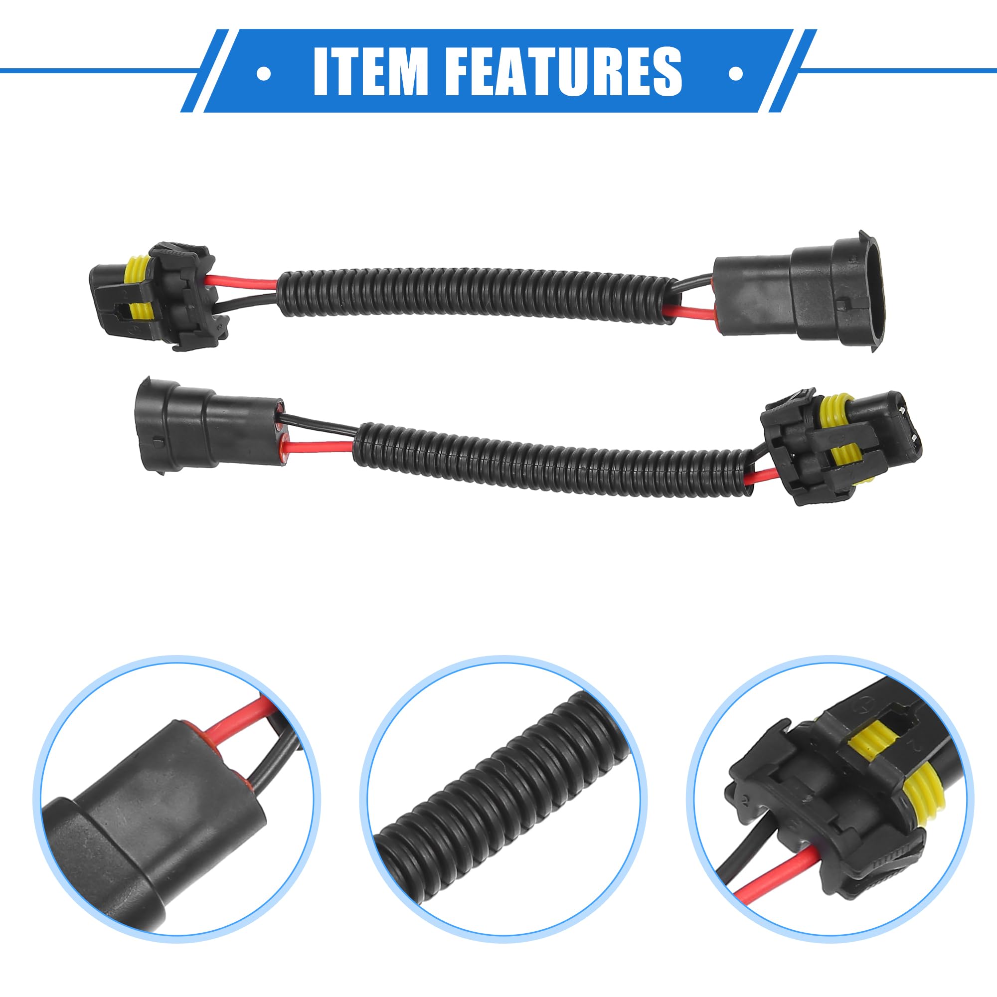 X AUTOHAUX Lot de 2 adaptateurs H8 H9 H11 mâle vers 9006 HB4 femelle, pour voiture