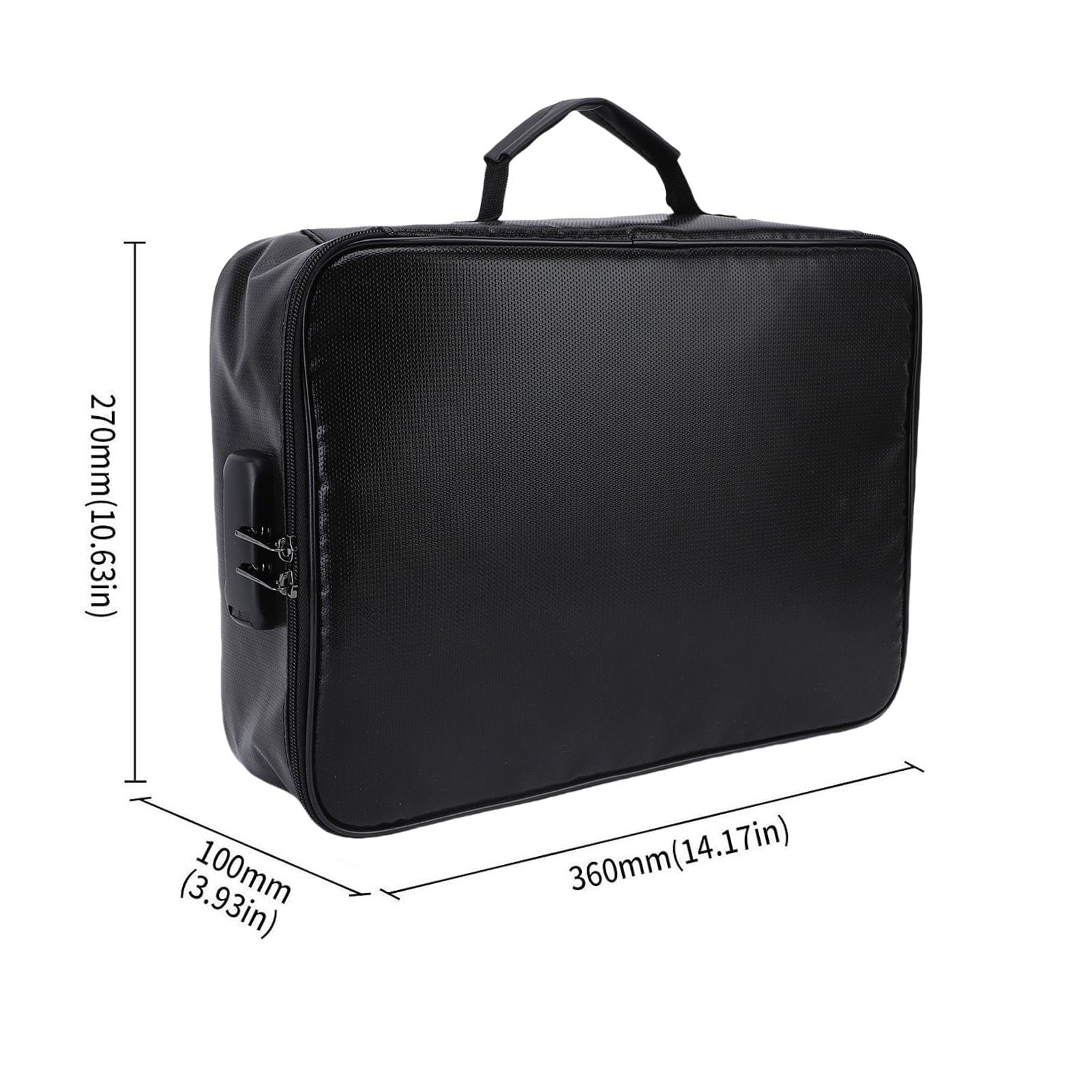 Organizer per documenti con serratura codificata Borsa portadocumenti portatile con cerniera a 3 strati per viaggi, ufficio, casa, nera