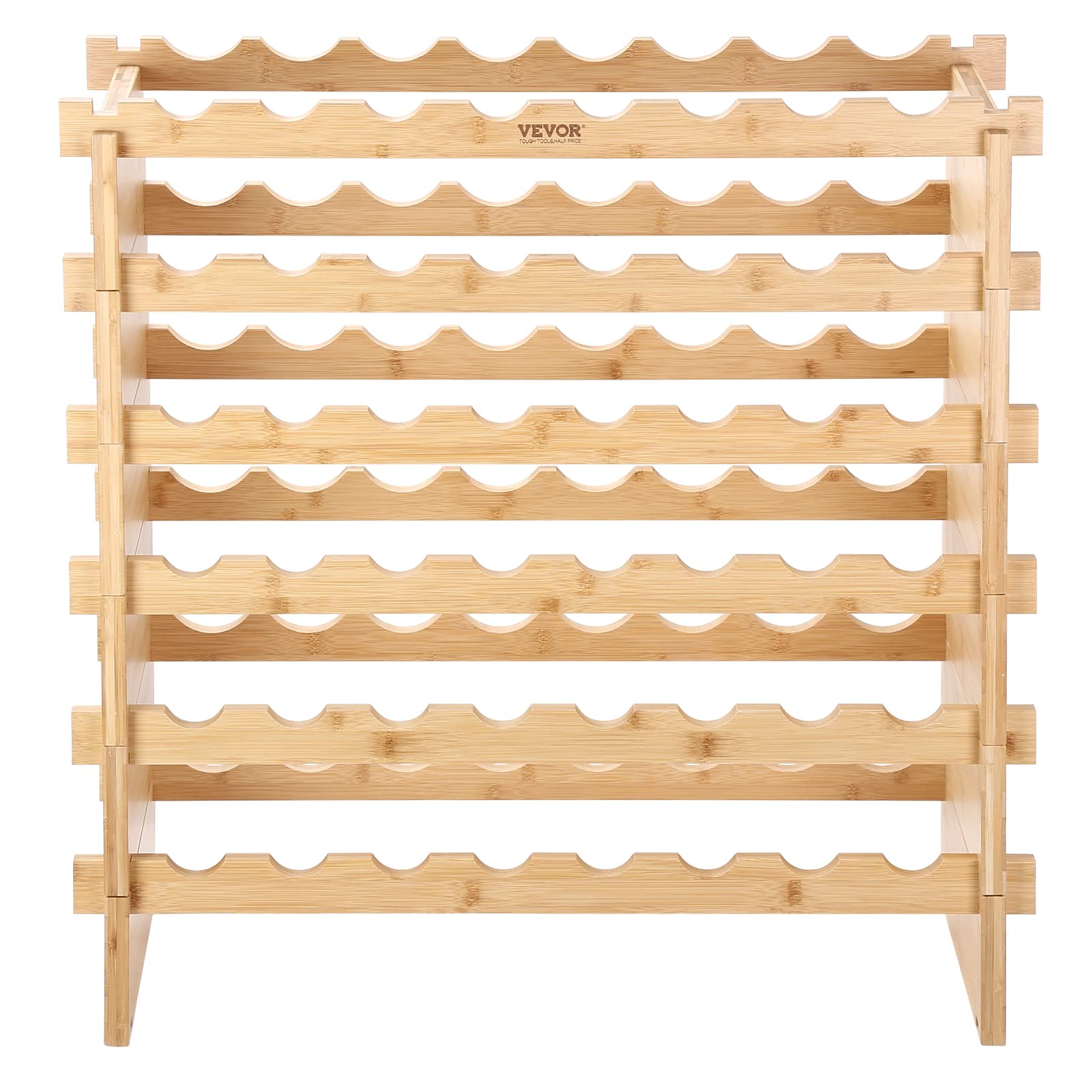 VEVOR Portabottiglie per Vino in Legno di Bambù Impilabile 6 Ripiani Capacità Max. 48 Bottiglie, Cantinetta Portabottiglie 6 Piani da Terra per Vino Materiale Legno Bambù Struttura Modulare Fai-da-te