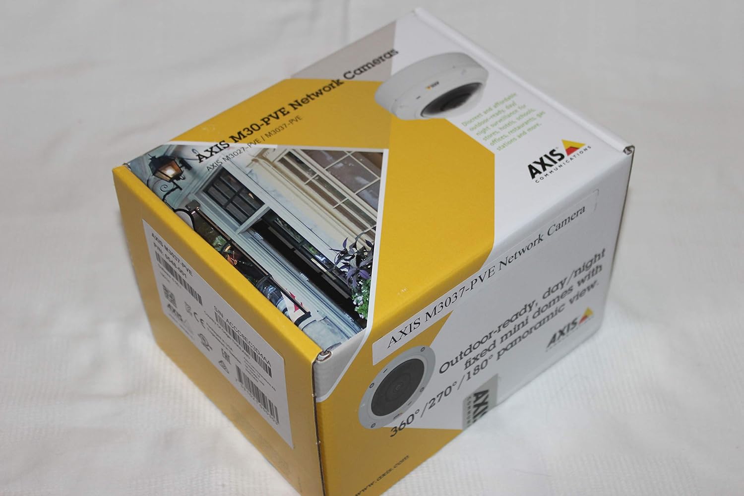 AXIS COMMUNICATIONS - 0548-001 M3037-PVE | IP Camera, Compact, Day/Night, Fixed Mini Dome, Outdoor/Indoor, Panoramic, 5 MP at 12 fps RJ45 Connection