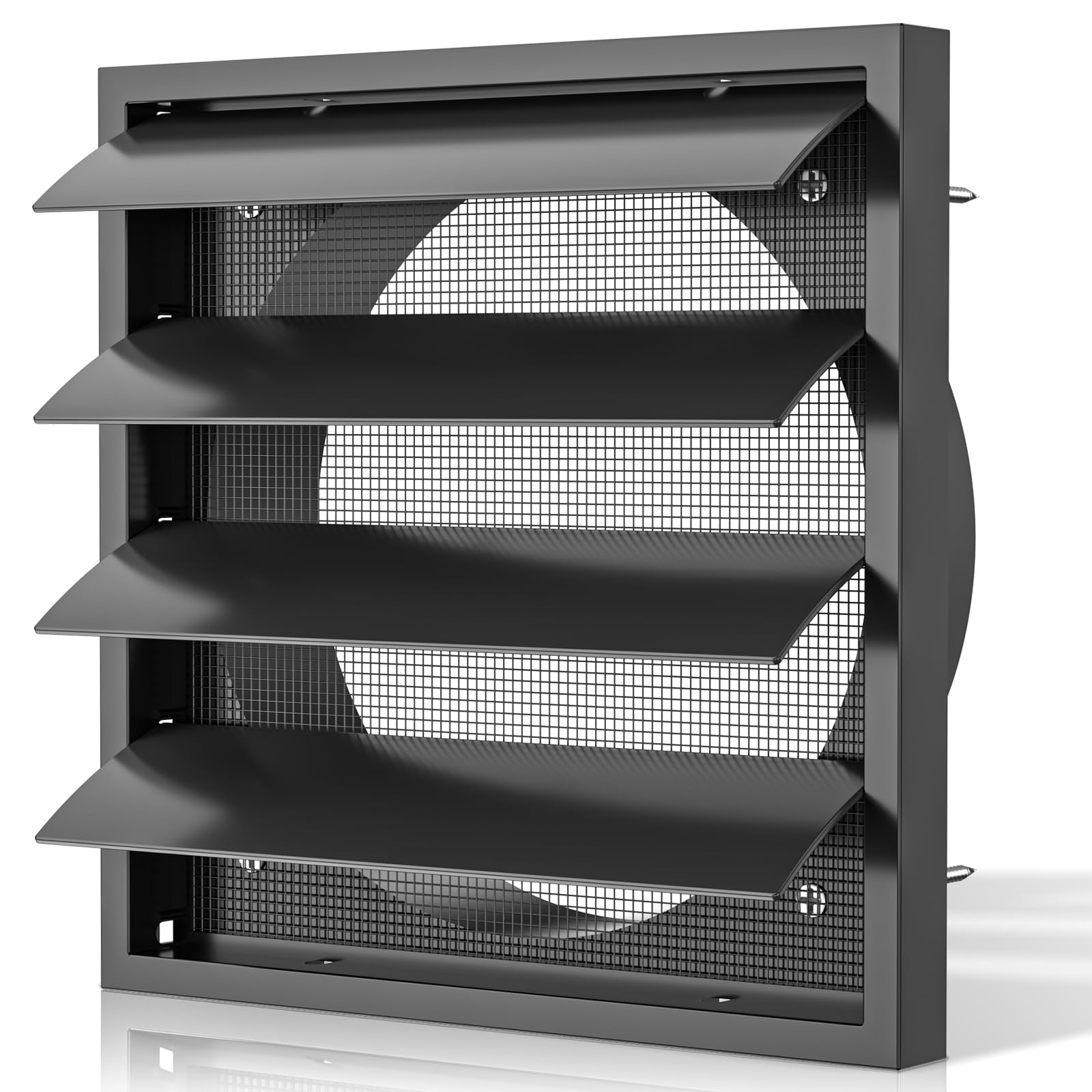 HG Power 6 Inch/150mm Gravity Grille Air Vent Cover, 175mm External Dimension Louvred Wall Vent with Flyscreen, Ventilation for Tumble Dryer, Extractor Fan, Garage, Bathroom, Kitchen, Black