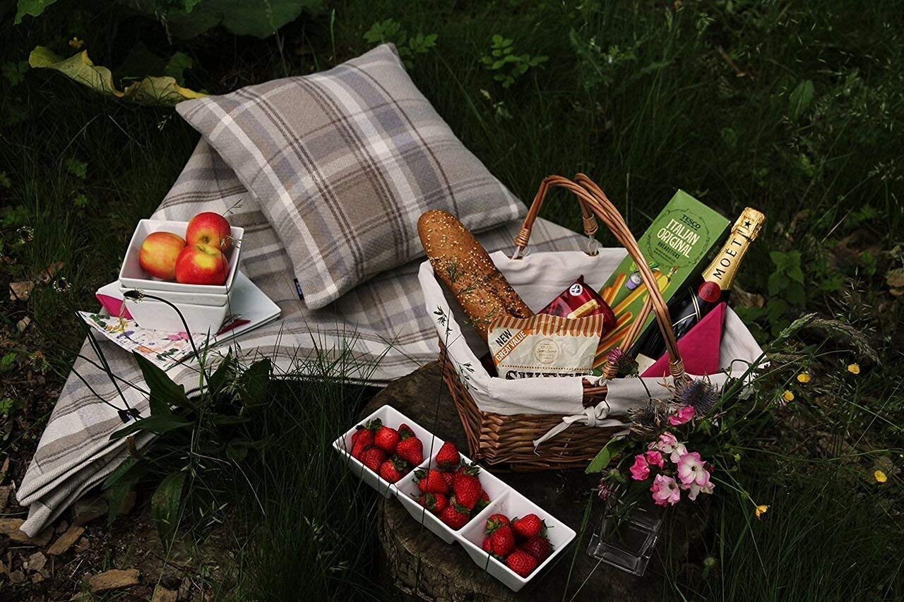 McAlister Textiles Set van 4 Heritage Rode Tartan geruite kussens met vulling vierkante sierkussens voor bed of sofa 43x43 cm - 43 x 17 inch