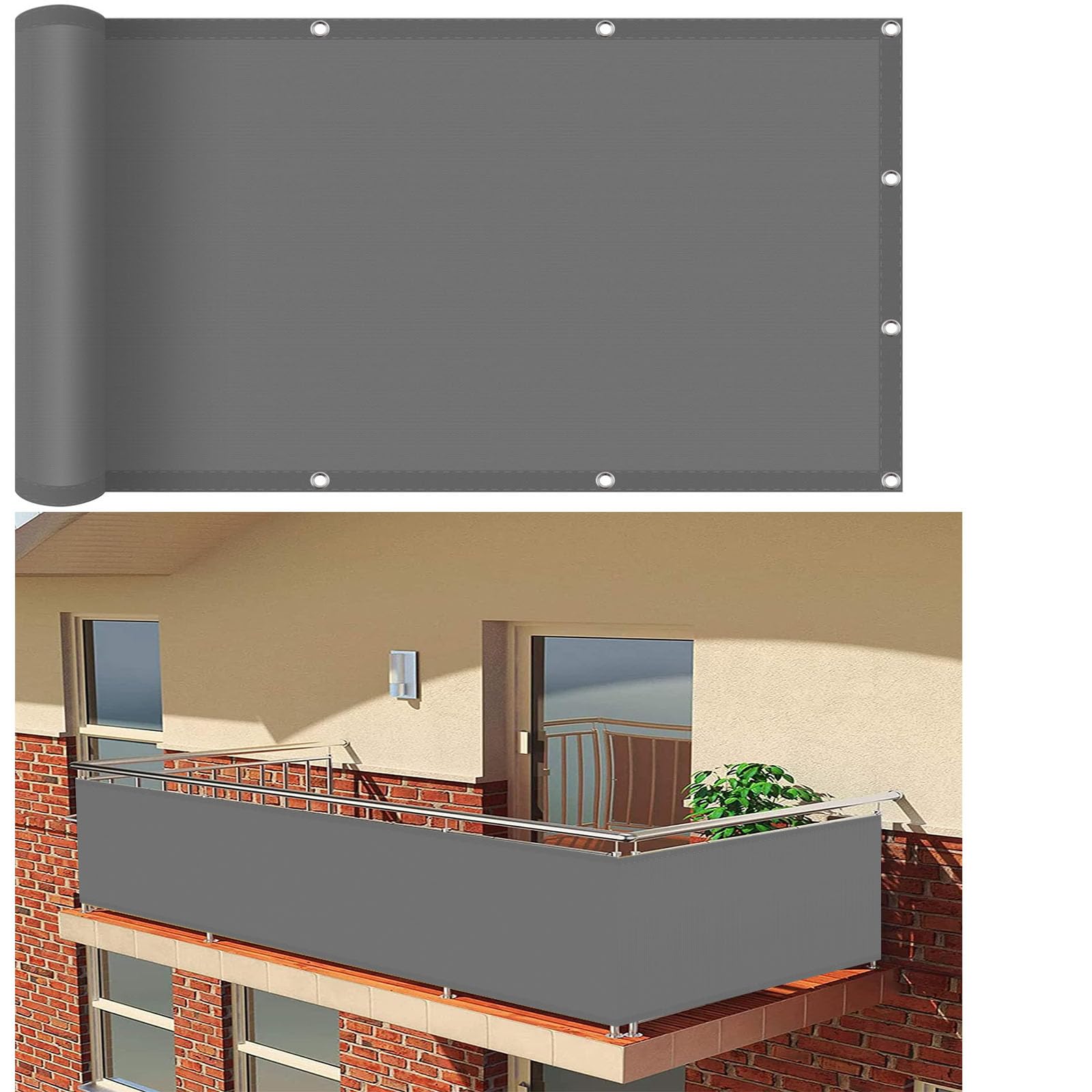 Toile d'ombrage rectangulaire haute résistance gris clair 140 x 600 cm