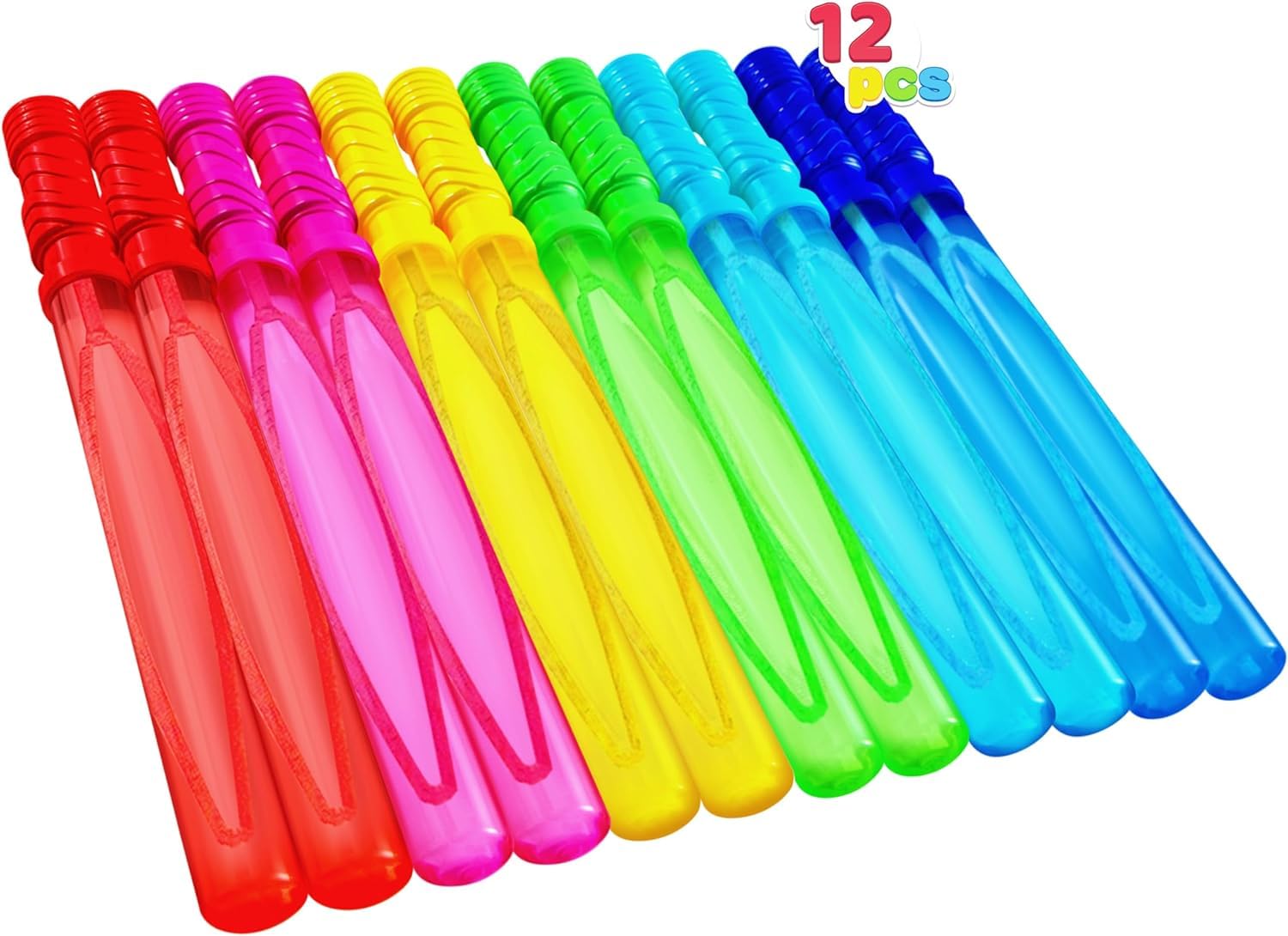 JOYIN Varitas de burbujas grandes de 37 cm para niños, 6 piezas de varita de burbujas de 4oz/118 ml con Solución de recarga de burbujas para regalo de fiesta de juguete de verano, regalo de cumpleaños