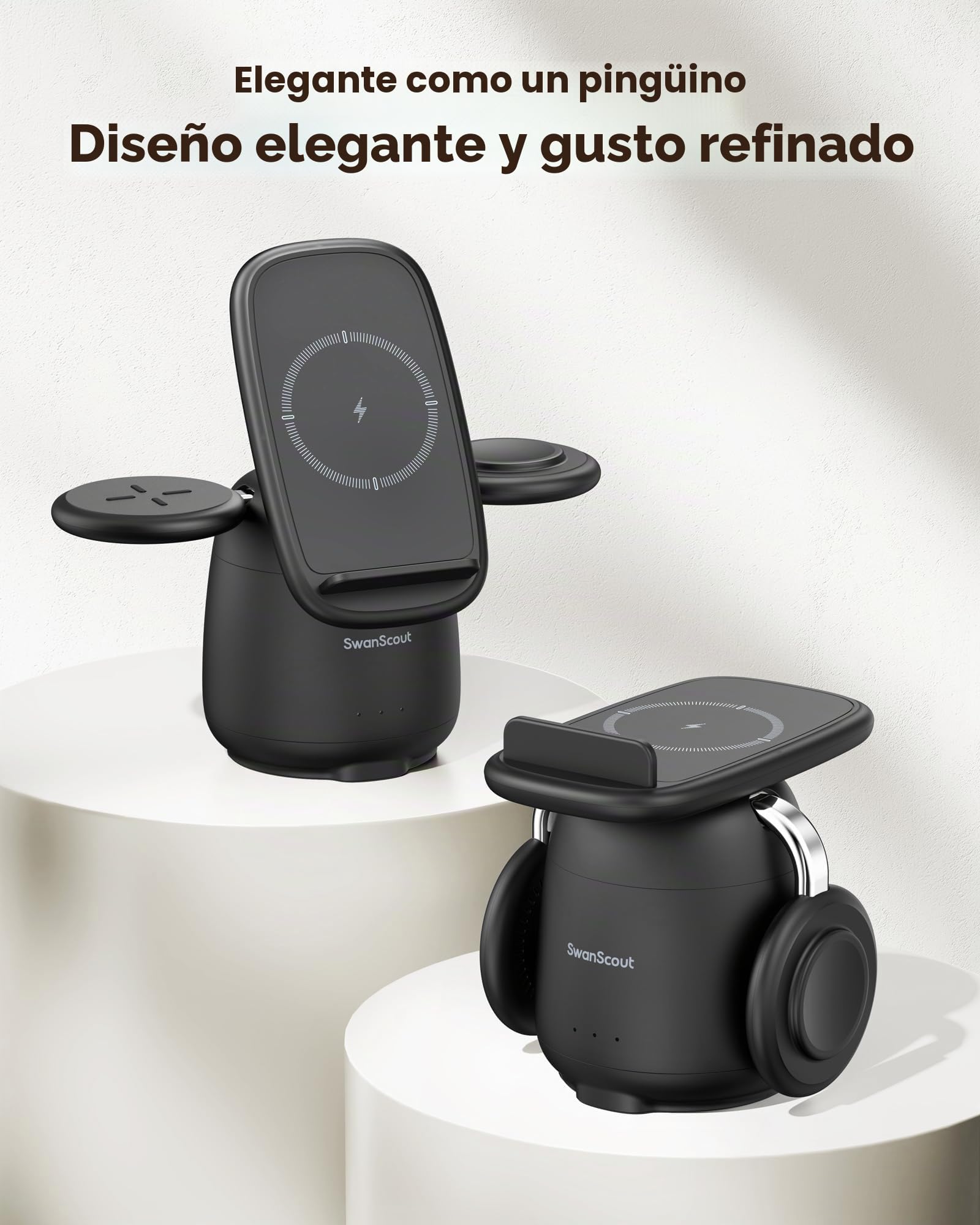 Cargador Inalámbrico para Samsung, Estación de Carga Inalámbrica 3 en 1 para Galaxy S25 Ultra/S24/S23/Z Flip 7/Z Fold 7, Base para Galaxy Watch 8/Ultra/7/6/5/Buds, SwanScout 707S (No Adapter)