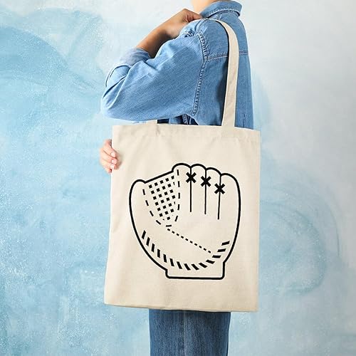 Miniatura 6 de Bolsas de lona para guantes de béisbol con asas, bolsa de compras reutilizable para hombres y mujeres, 15 x 18 pulgadas