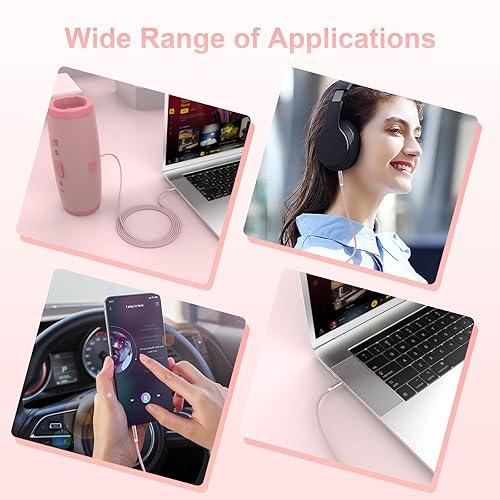 Miniatura 7 de Cable de audio estéreo de 0.138 pulgadas (0.138 in) de nailon trenzado de macho a macho de alta fidelidad, cable de audio de 18 compatible con