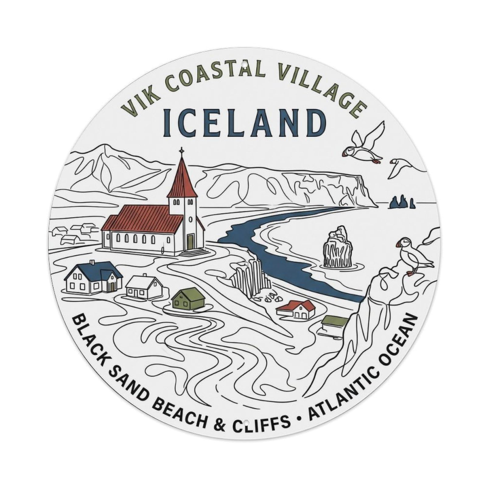 Vintage Travel Vik Iceland Coast Metal Tin Sign