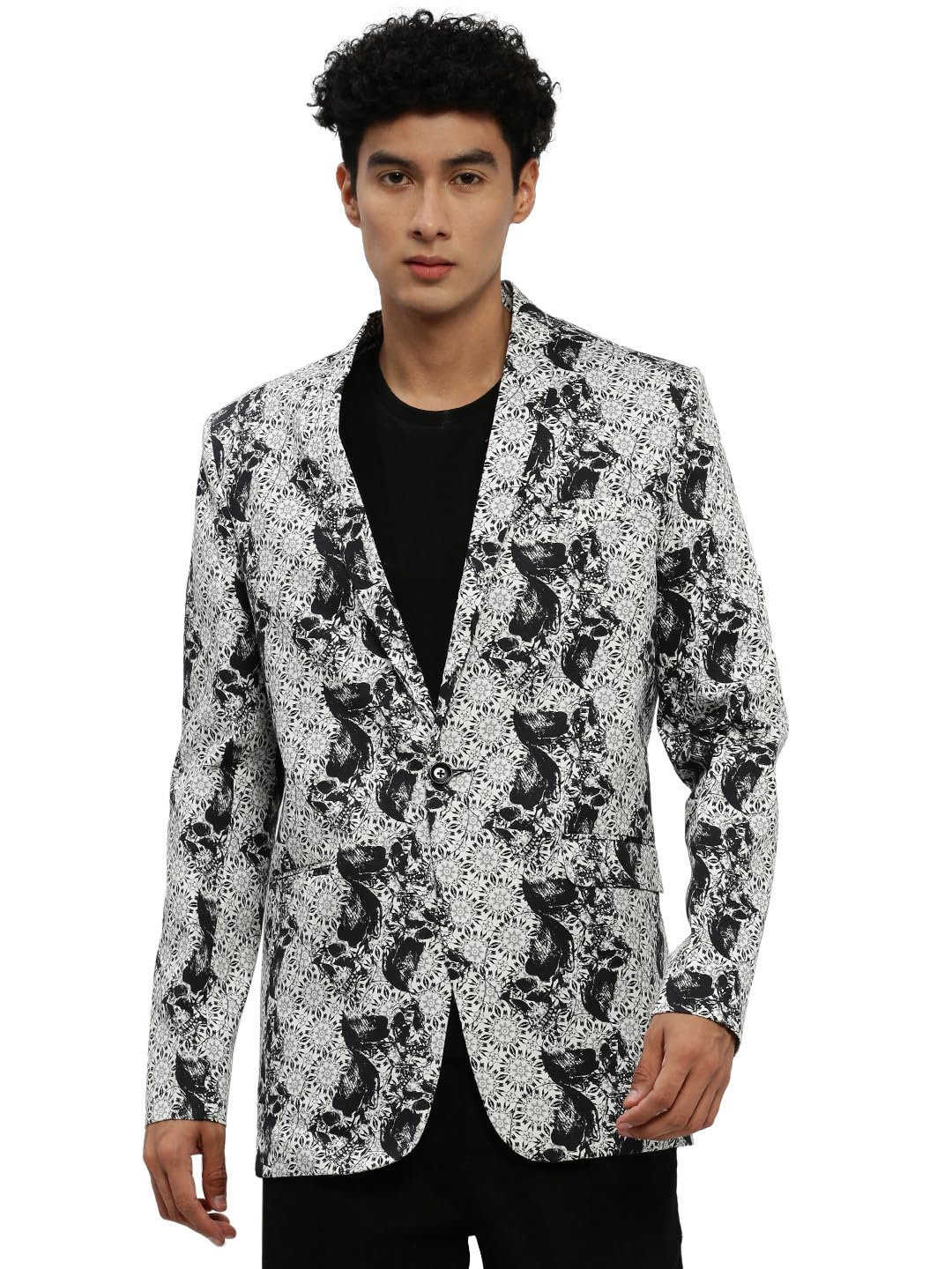 showoffff SHOWOFF Men's Notched Lapel White Single-Breasted Slim Fit Blazer-SOBLZ-85-01_White-picture-38