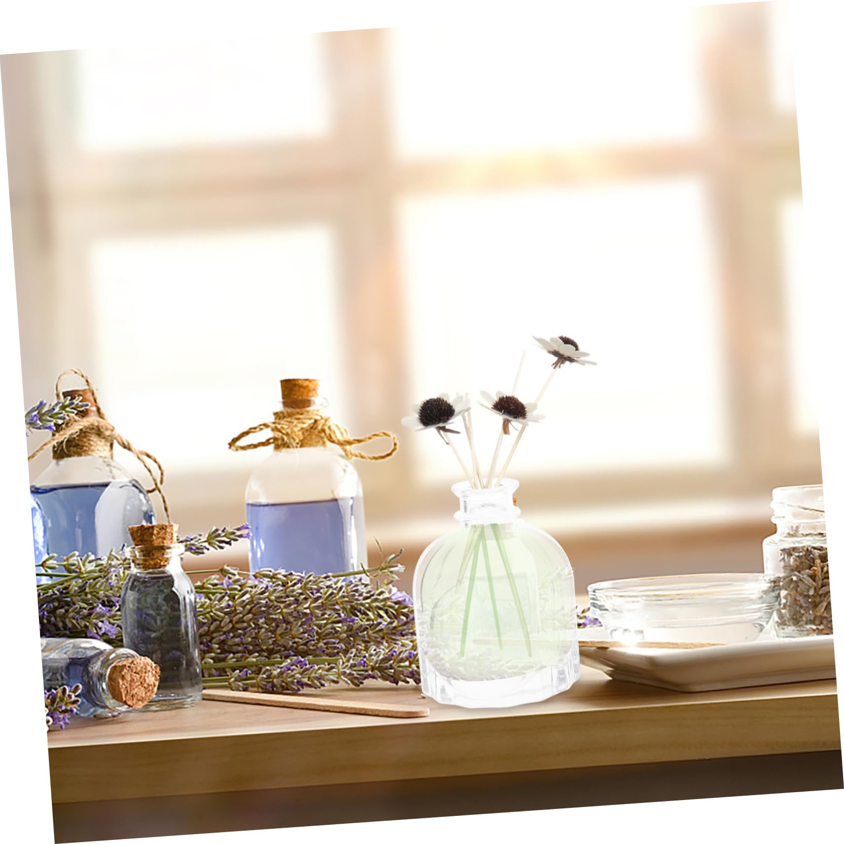 4 Stück 100ml Glas Diffusorflaschen für Öl und Blumen, Durchsichtig | Dekorative Behälter für Geburtstag und Party, zum Befüllen Geeignet, Klar, als Präsentation