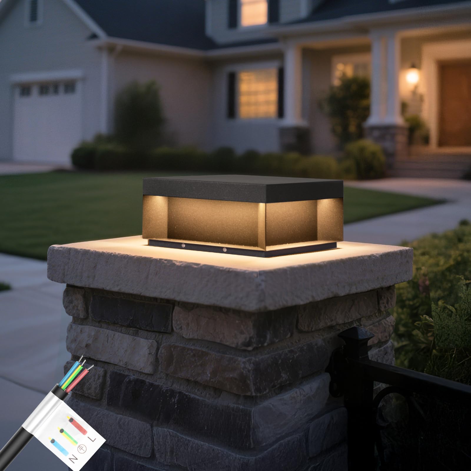 Photo 1 of MVBT Outdoor Post Lights, 11.8" Column Lights AC100-240V, Waterproof Modern Pillar Lamp Electric, Patio Driveway Gate Post Light Hard Wired, 3000K LED Fence Deck Landscape Lighting for Pathway Garden