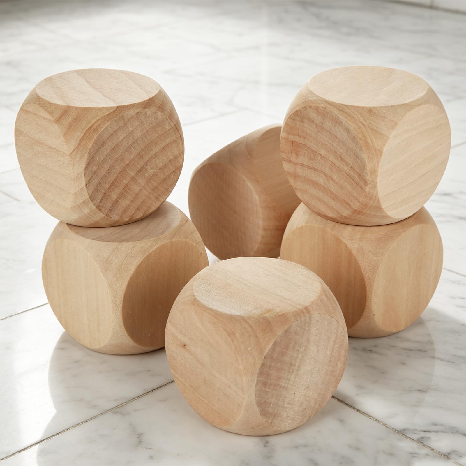 APACALI 30 Stück Blanko-Würfel aus Buchenholz, 50 mm, abgerundete Holzwürfel zum Basteln | Malübungen, personalisierte Bastelarbeiten, Party-Spielaktivitäten