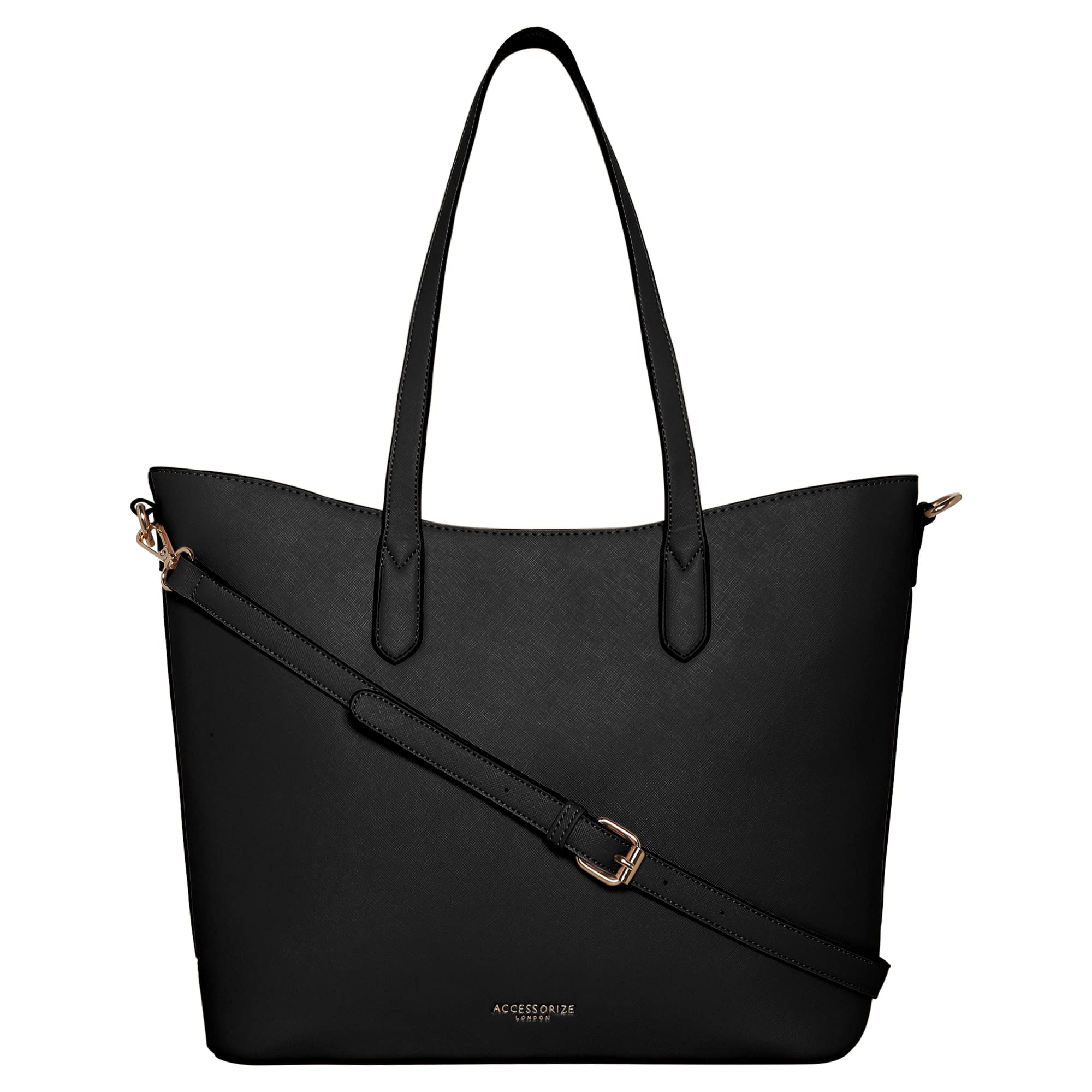 Accessorize London Womens Black Faux Leather Daffodil Bag |Big Size| Stylish Handbag for women with Zip Closure | Fit for Office Bag, College, Travel Use. (B0BDG1ML4M) Amazon Price History, Amazon Price Tracker