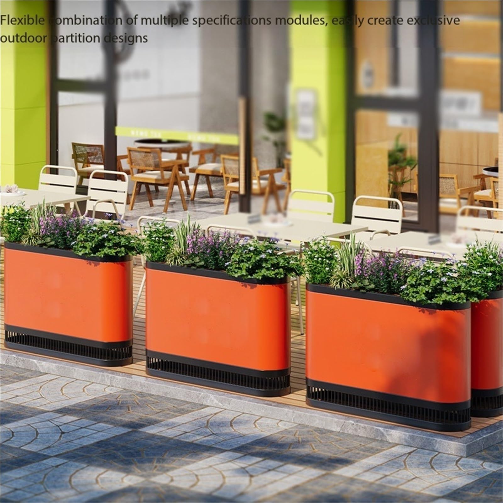 Macetero con banco Maceta de paisaje, contenedor cultivo, macetero | Apto for calle comercial(Medio)