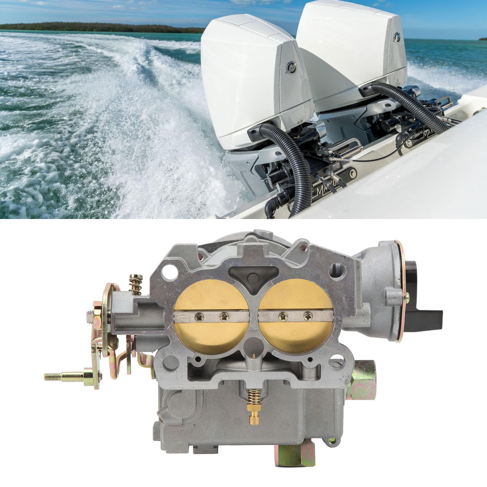 Carburador Marino Rochester Mercruiser, Aleación de Aluminio Duradera, Fácil Instalación, Reemplazo Ideal, MERC2‑3.0L‑EC‑L, 3310‑864940A01