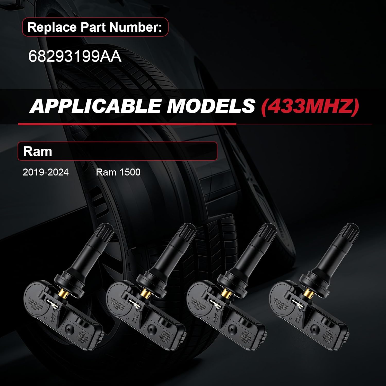 433MHz Pre-Programmed TPMS Sensor Tire Pressure Monitoring Sensor 4 PCS