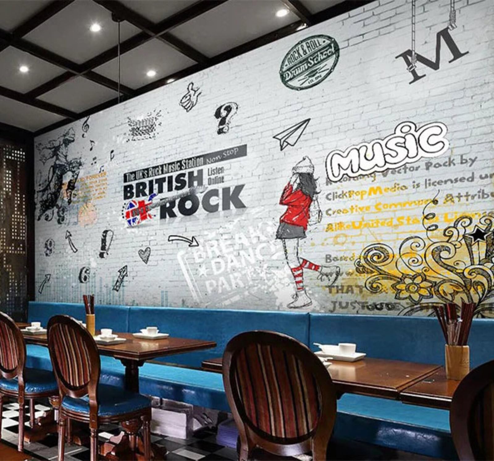 Wallpaper-3D-Xlm 250Cm×170Cm(B×H) Brick Wall Hand Painted Graffiti Art Individuality 3D Wallpaper Easy Install Feature Office Living Room Sofa Bedroom Tv Background Wall Decoration-250Cm×170Cm