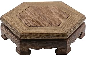 Traditional Craft Wood Base Oriental Hex Shape Pedestal