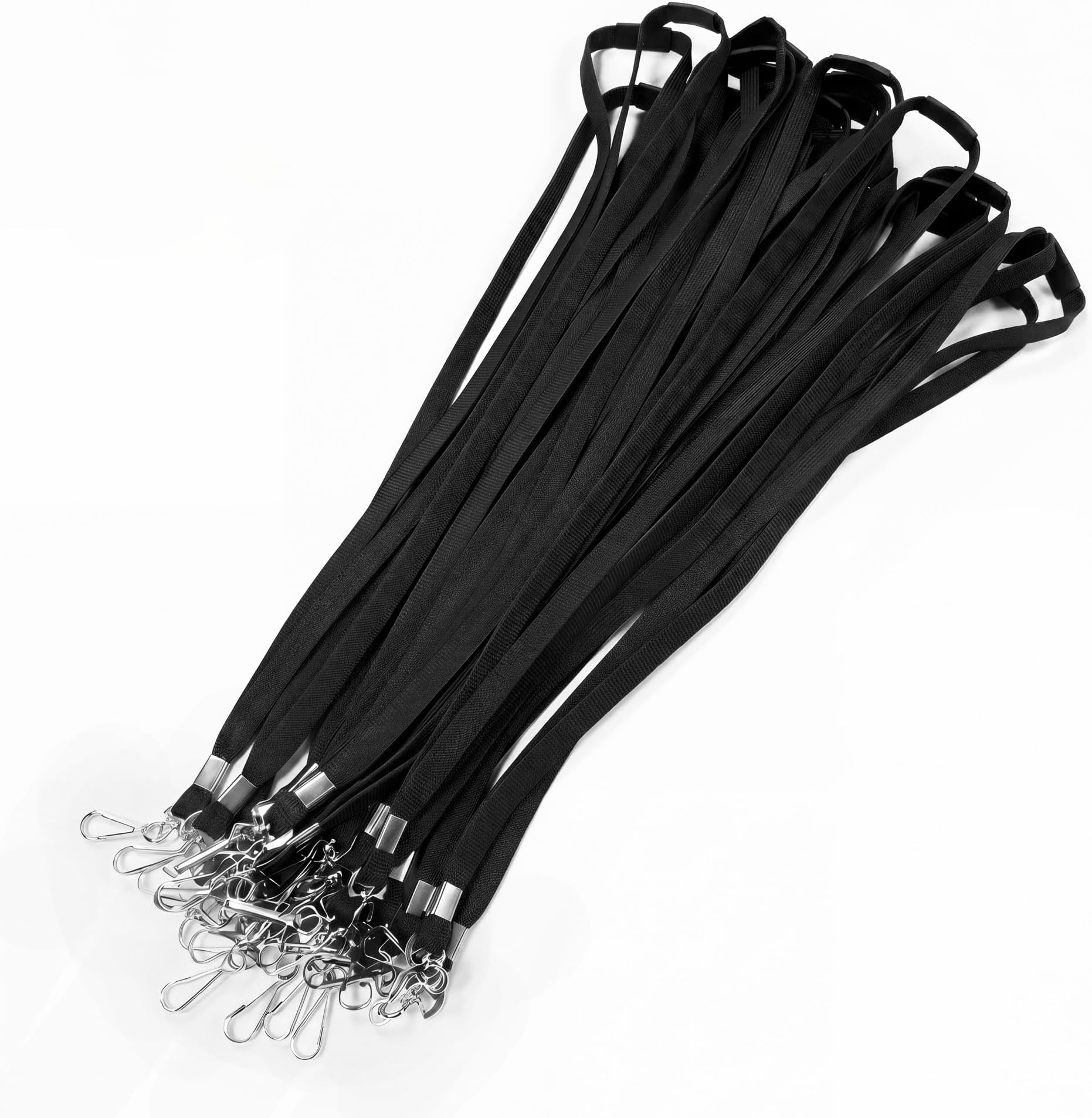 100 Pack Black Safety Breakaway Lanyard with J-Hook – Flat Bulk Lanyards for ID Badges, Name Tags & Card Holders – Cruise, Work, School Lanyards for Women & Men – Breakaway for Safety