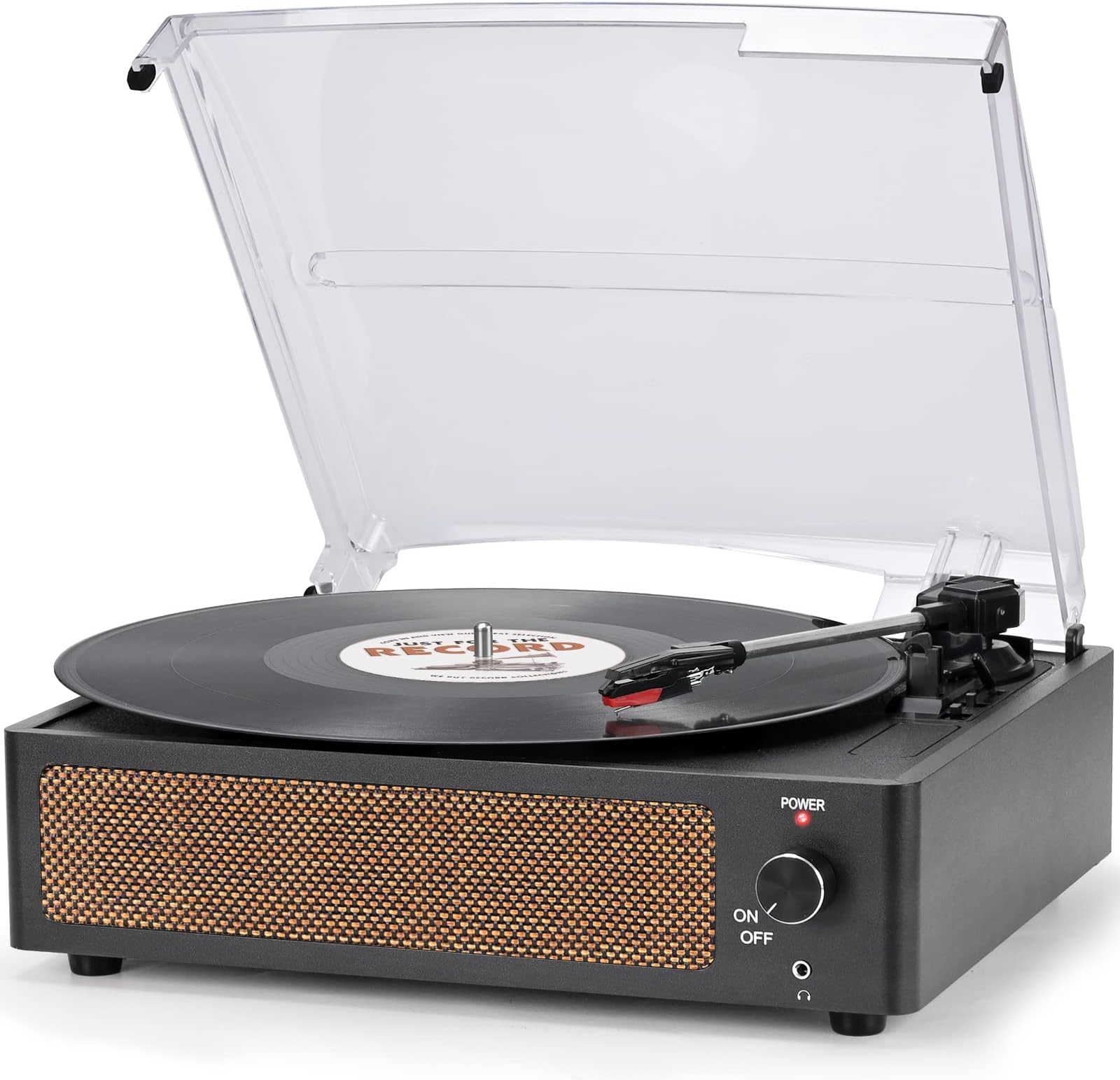 seasonlife Record Player with Speaker Vintage Belt-Driven Turntable Support 3-Speed for Vinyl Records, Wireless Playback, Headphone, AUX-in, RCA Line LP Vinyl Players for Sound Enjoyment Black