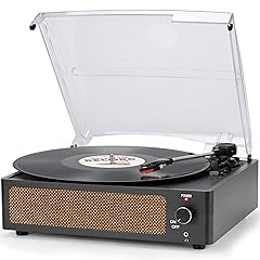 Vinyl Record Player with Speakers Vintage Turntable for Vinyls Records Belt-Driven Turn Table Support 3-Speed, Wireless Playback, Headphone, AUX-in, RCA Line LP Phonograph for Sound Enjoyment Black