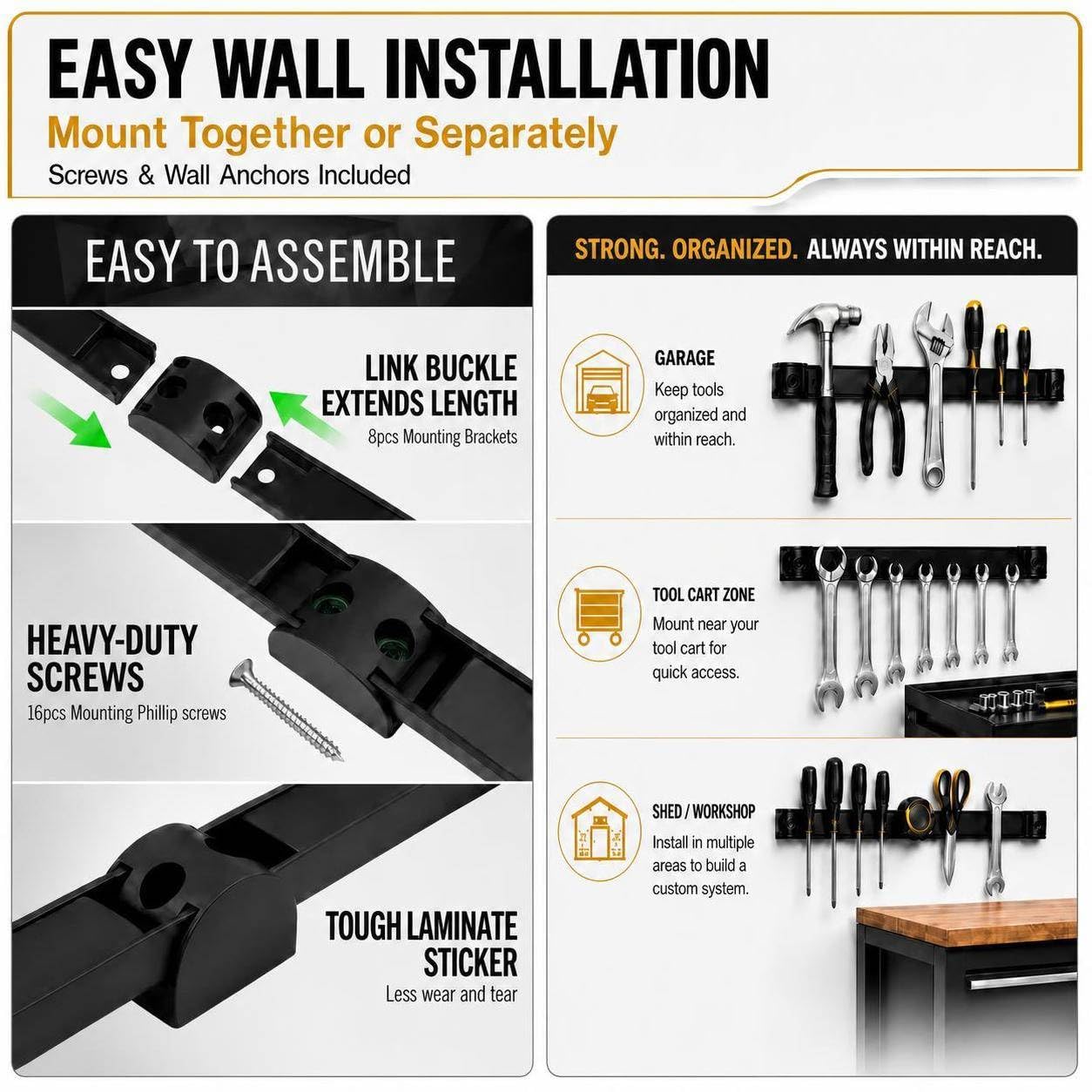 24" Magnetic Tool Holder, 5 Pack PVC-Coated Heavy Duty for Garage — Amazon image 5