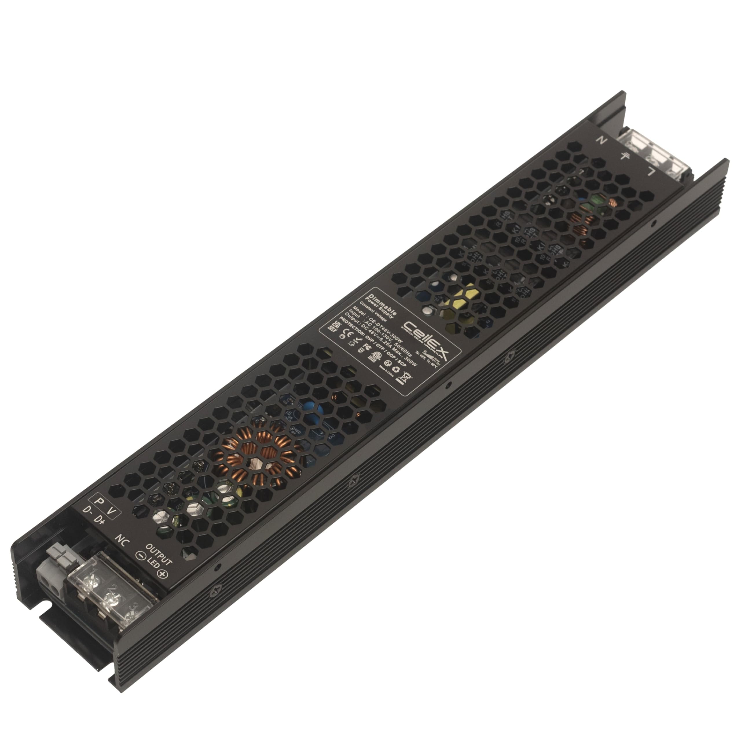 Triac Driver LED dimmerabile 48V 300W IP20 ETL elencato compatibile con Lutron Dimmer, trasformatore per luci LED, alimentatore dimmerabile 5 in 1 Triac/0-10V/1-10V/potenziometro/10V PWM