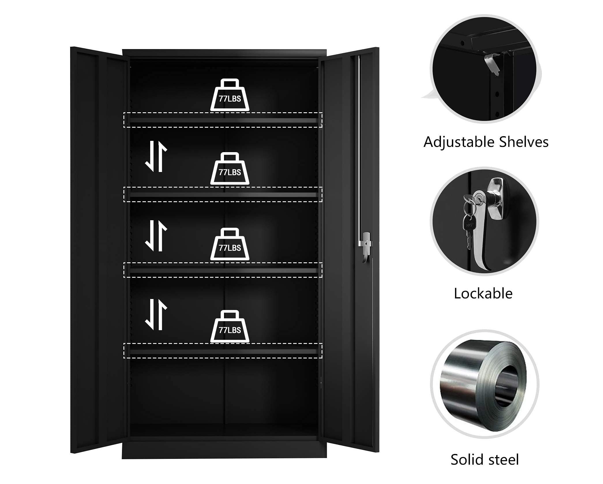 AOBABO Metal Storage 72 Inches Locking Steel Storage