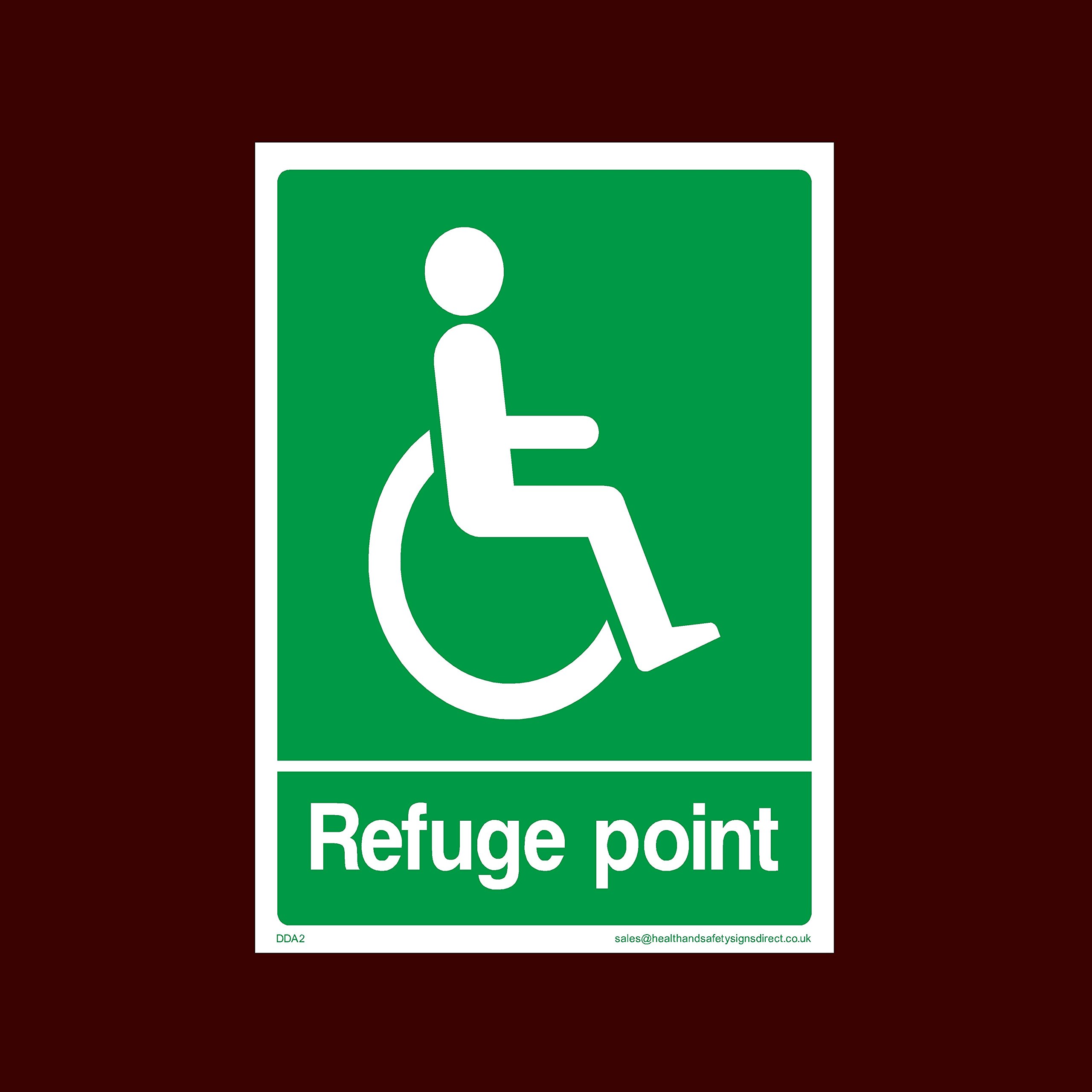 Refuge Point Sticker/Self Adhesive Sign - Fire, Disabled, Wheelchair, Ramp, Parking, Emergency - (DDA2)
