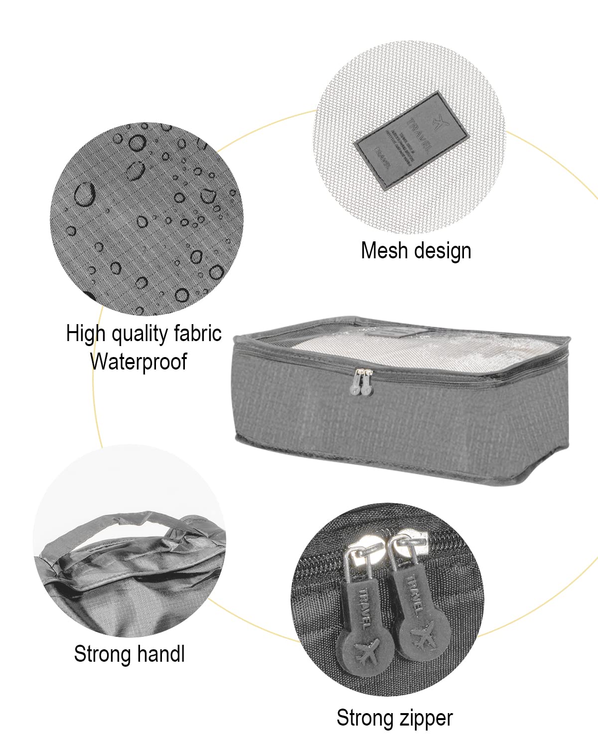 BillyBath Set di organizer per valigie, 8 in 1, organizer da viaggio, per vestiti, scarpe, cosmetici, colore grigio