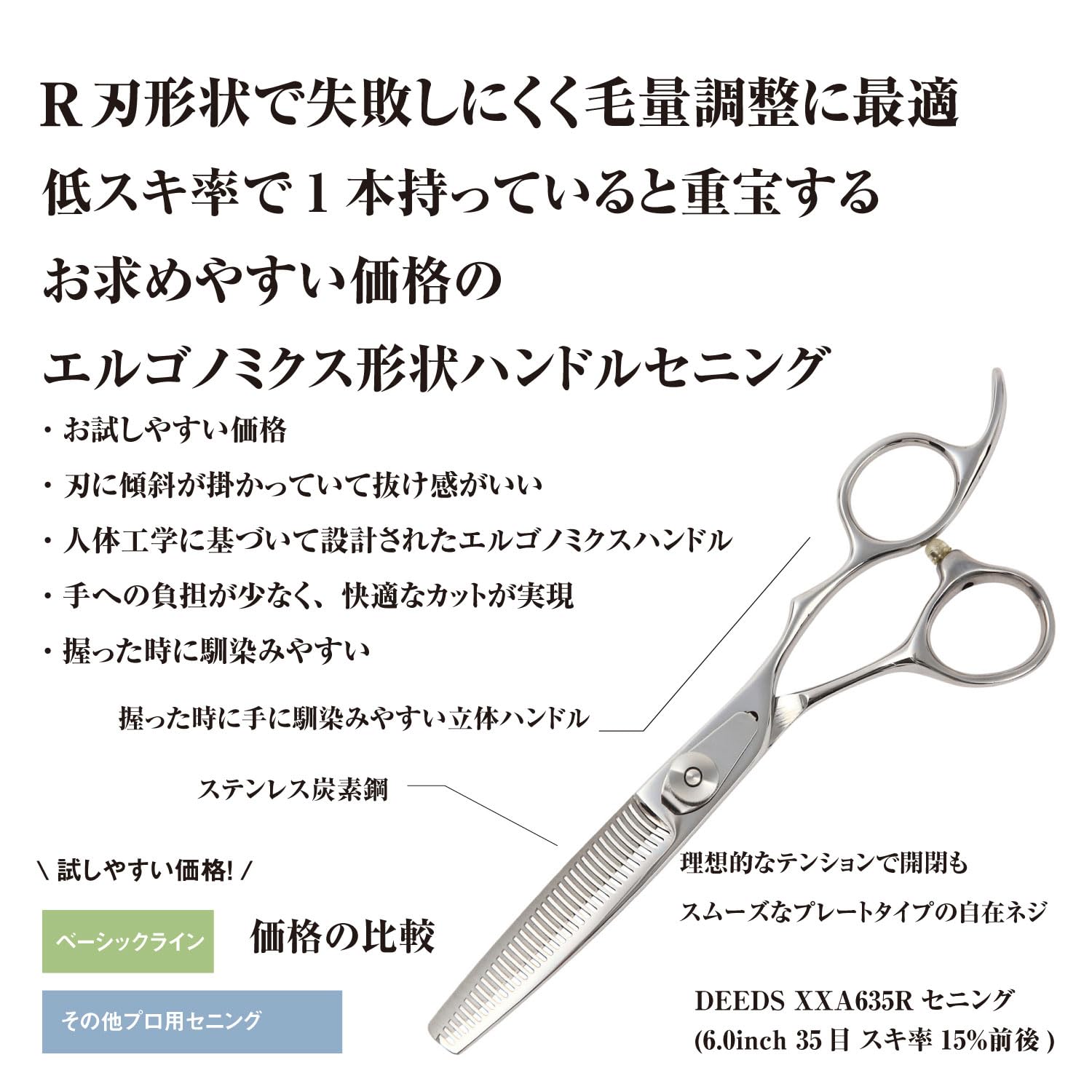 カット　両刀セニング6.0inch Amazon | DEEDS 日本の鋏専門メーカー DEEDS XXA635R セニング (6.0