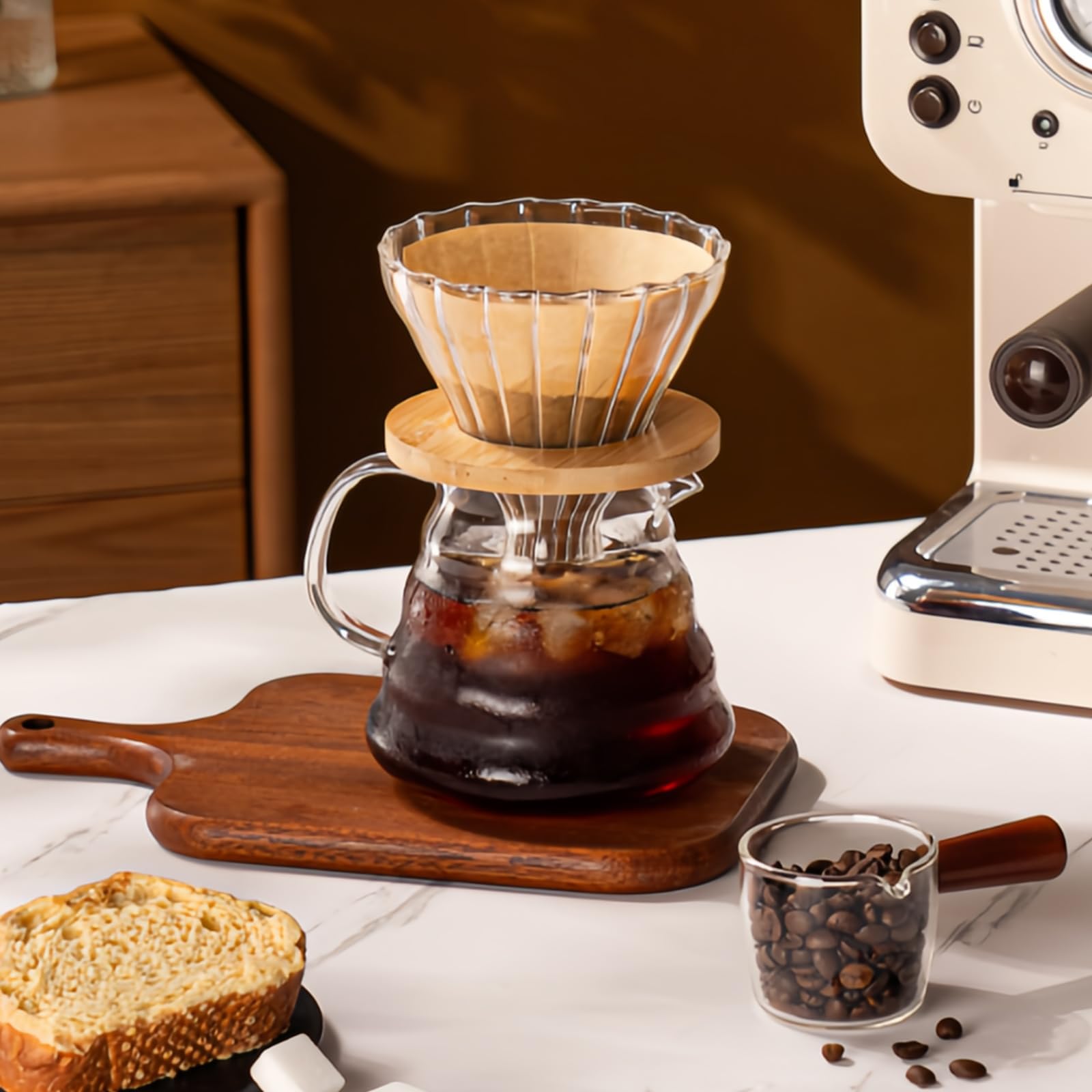600 ml Teiera in Vetro, Caraffa da Caffè in Vetro con Coperchio, Trasparente Teiera Trasparente, Caraffa Acqua per Caffè e Tè