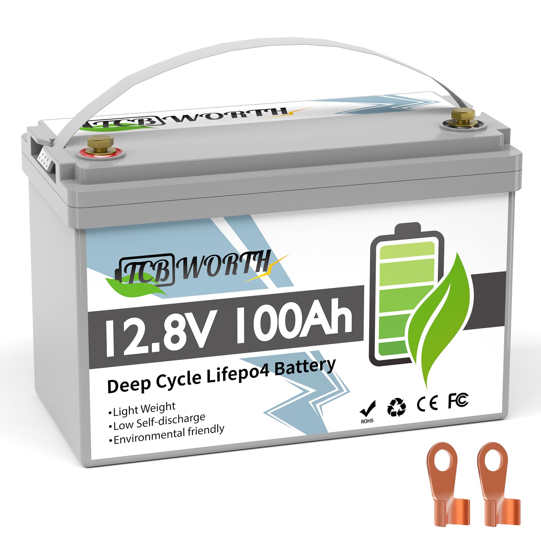 TCBWORTH 12V 100Ah LiFePO4 Battery, Rechargeabel Deep Cycle Lithium Batteries, 100A BMS with Low-Temp Protection, Perfect for RV, Solar, Boat, Marine, Trolling Motor