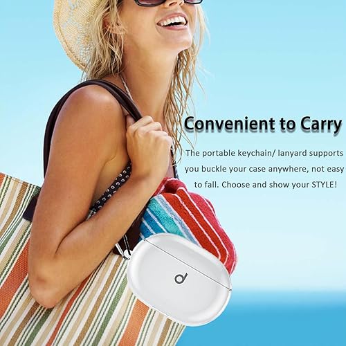 Miniatura 3 de Miimall Compatible con Beats Studio Buds + funda transparente, antiamarilleo llavero portátil Funda protectora de TPU suave a prueba de golpes para