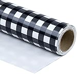 WRAPAHOLIC 30 Inch Plaid Wrapping Paper Roll - Black and White Plaid Design for Birthday, Holiday, Party, Wedding, Baby Shower Packing - 30 inch x 33 feet