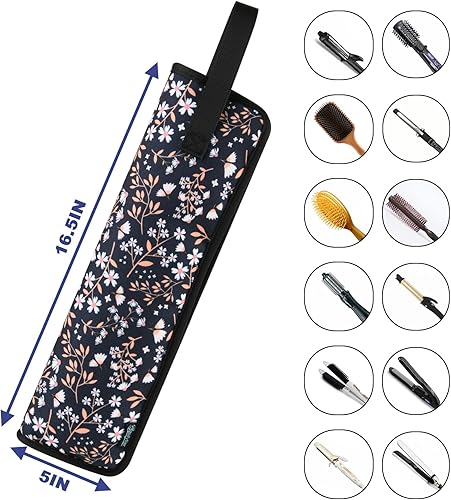 Miniatura 3 de Beautyflier Bolsa de viaje universal para rizador, lona resistente al calor y soporte de hierro plano, soporte para rizador en caliente para