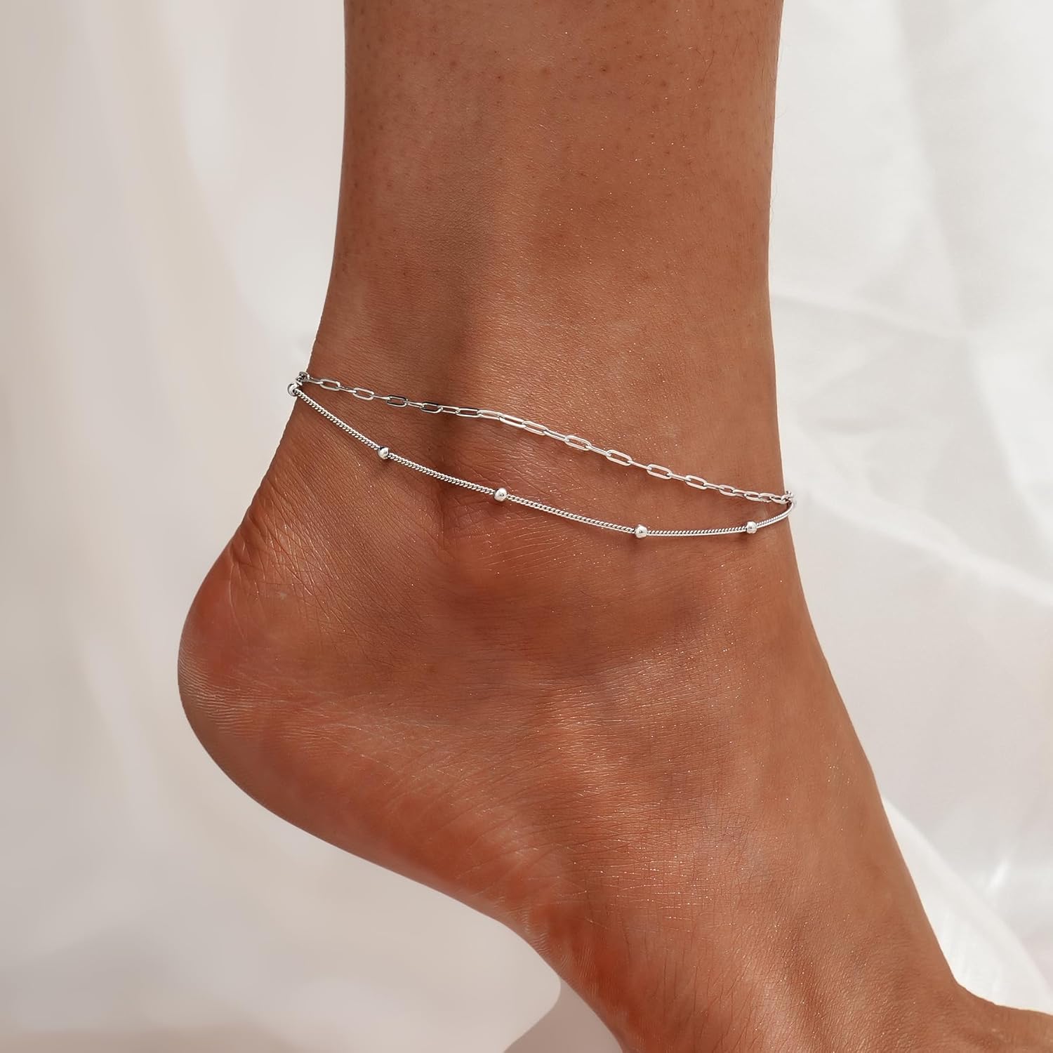CHIC & ARTSY Anklet 925 Sterling Silver Chain Anklet Bracelet Sexy Beach Ankle Bracelet for Women Anklets Adjustable - Image 2